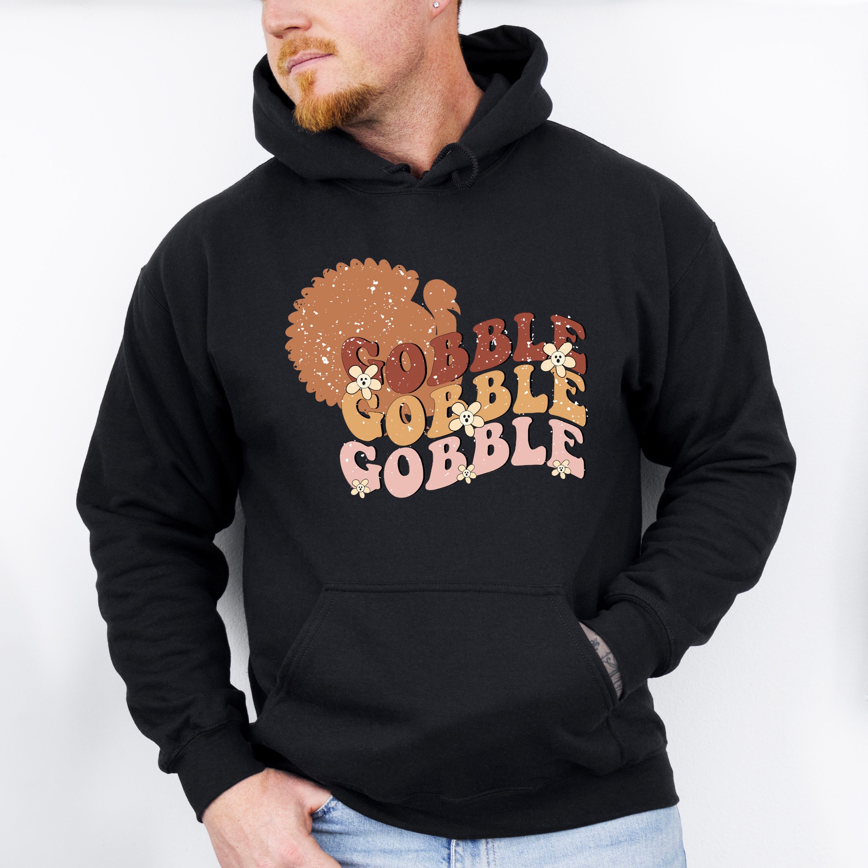Gobble Turkey Silhouette - Thanksgiving Theme Unisex Crewneck T-Shirt Sweatshirt Hoodie