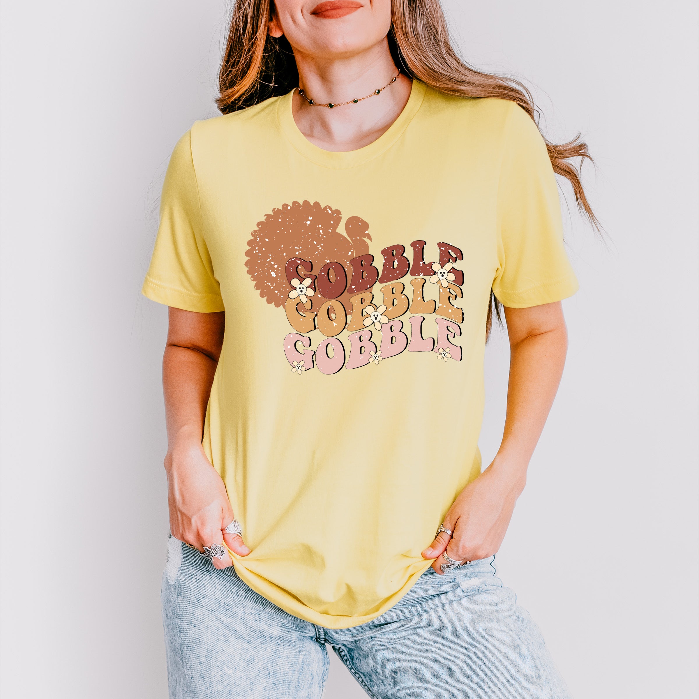 Gobble Turkey Silhouette - Thanksgiving Theme Unisex Crewneck T-Shirt Sweatshirt Hoodie