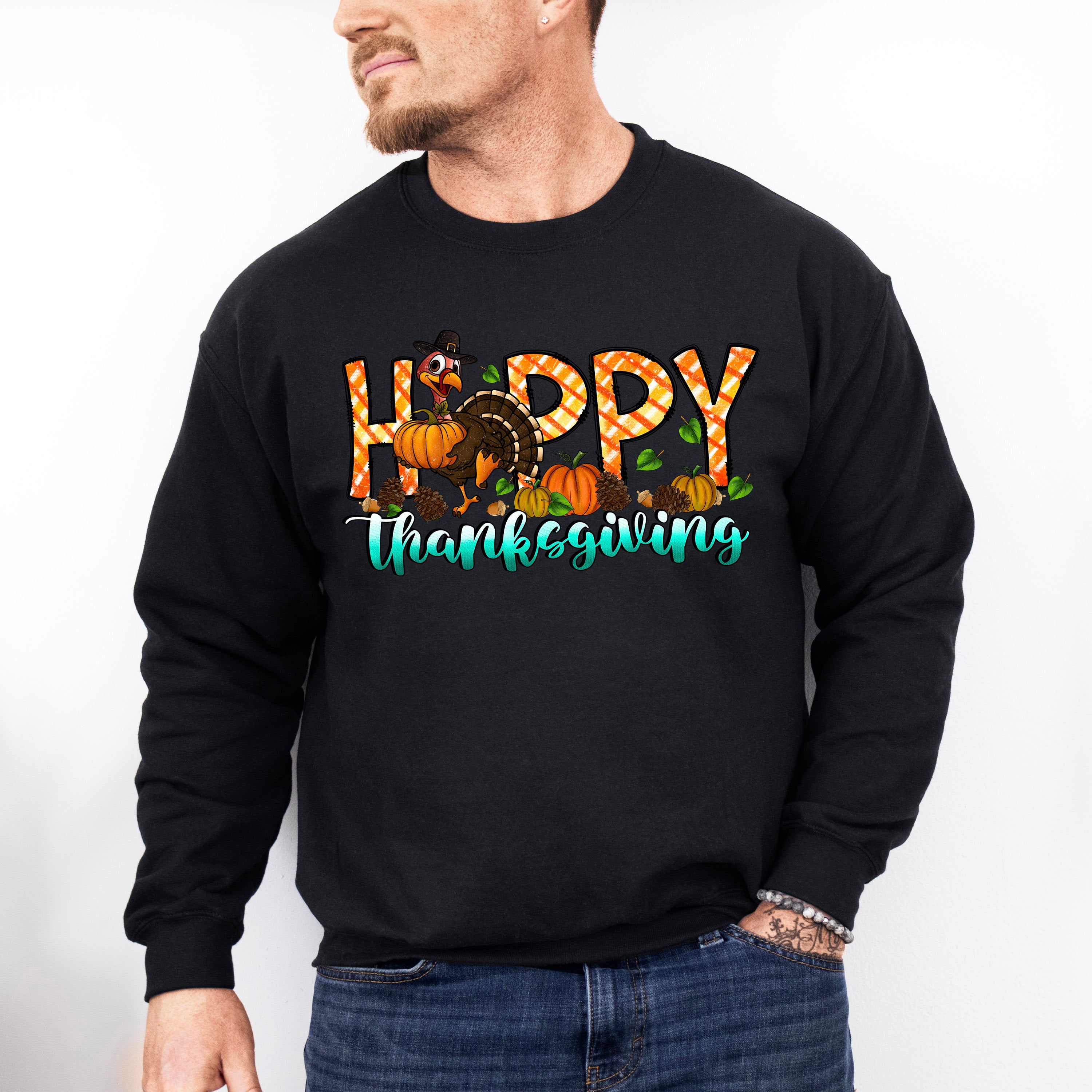 Happy Thanksgiving Gobble Design - Thanksgiving Theme Unisex Crewneck T-Shirt Sweatshirt Hoodie