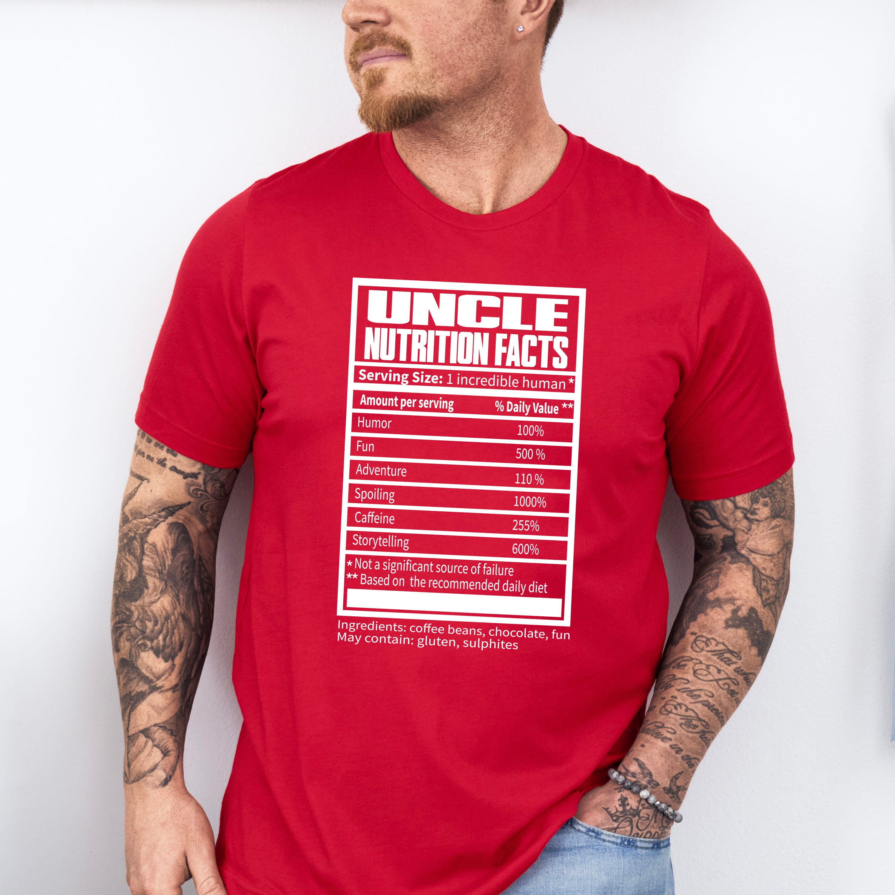 Uncle Nutrition Facts - Uncle Unisex Crewneck T-Shirt Sweatshirt Hoodie