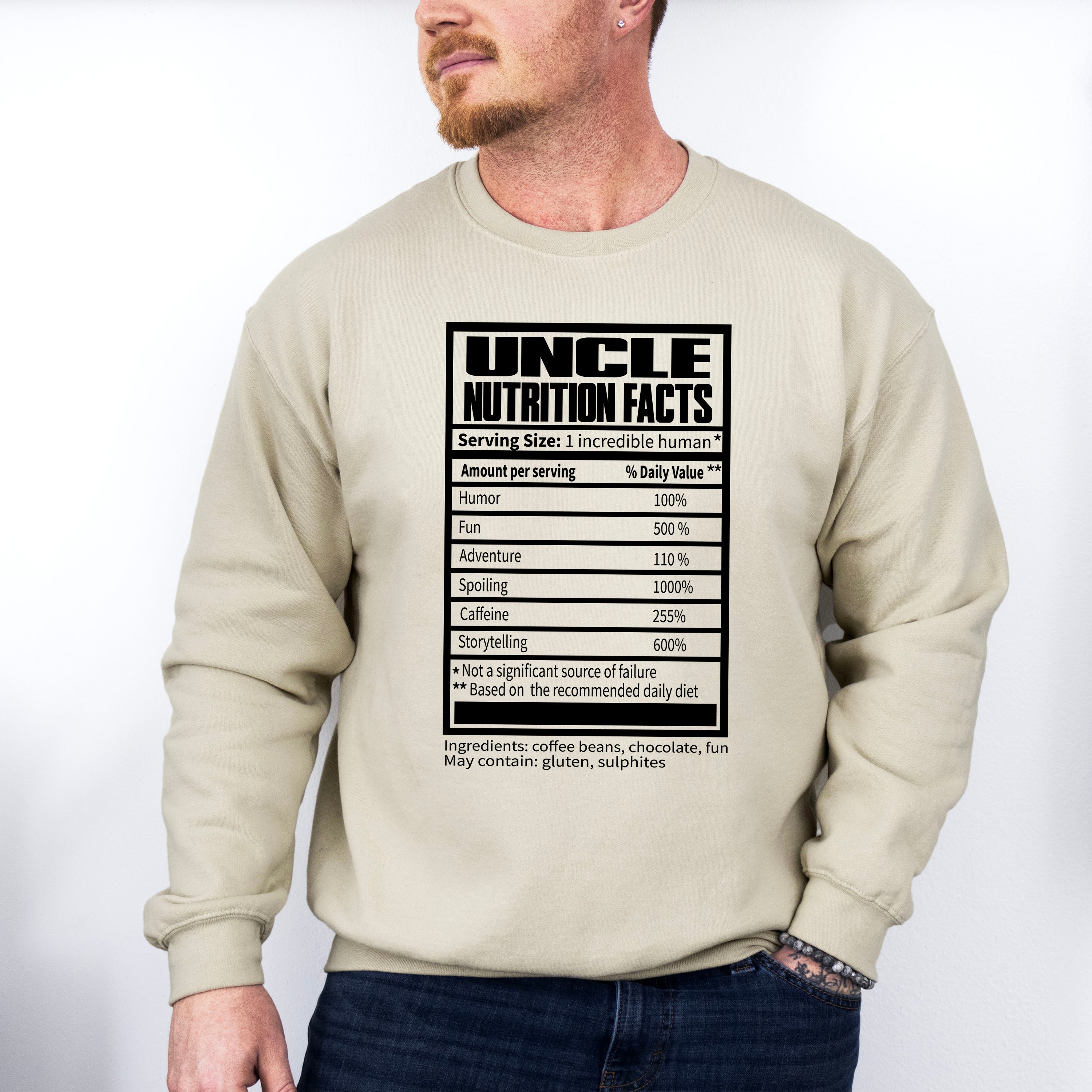 Uncle Nutrition Facts - Uncle Unisex Crewneck T-Shirt Sweatshirt Hoodie
