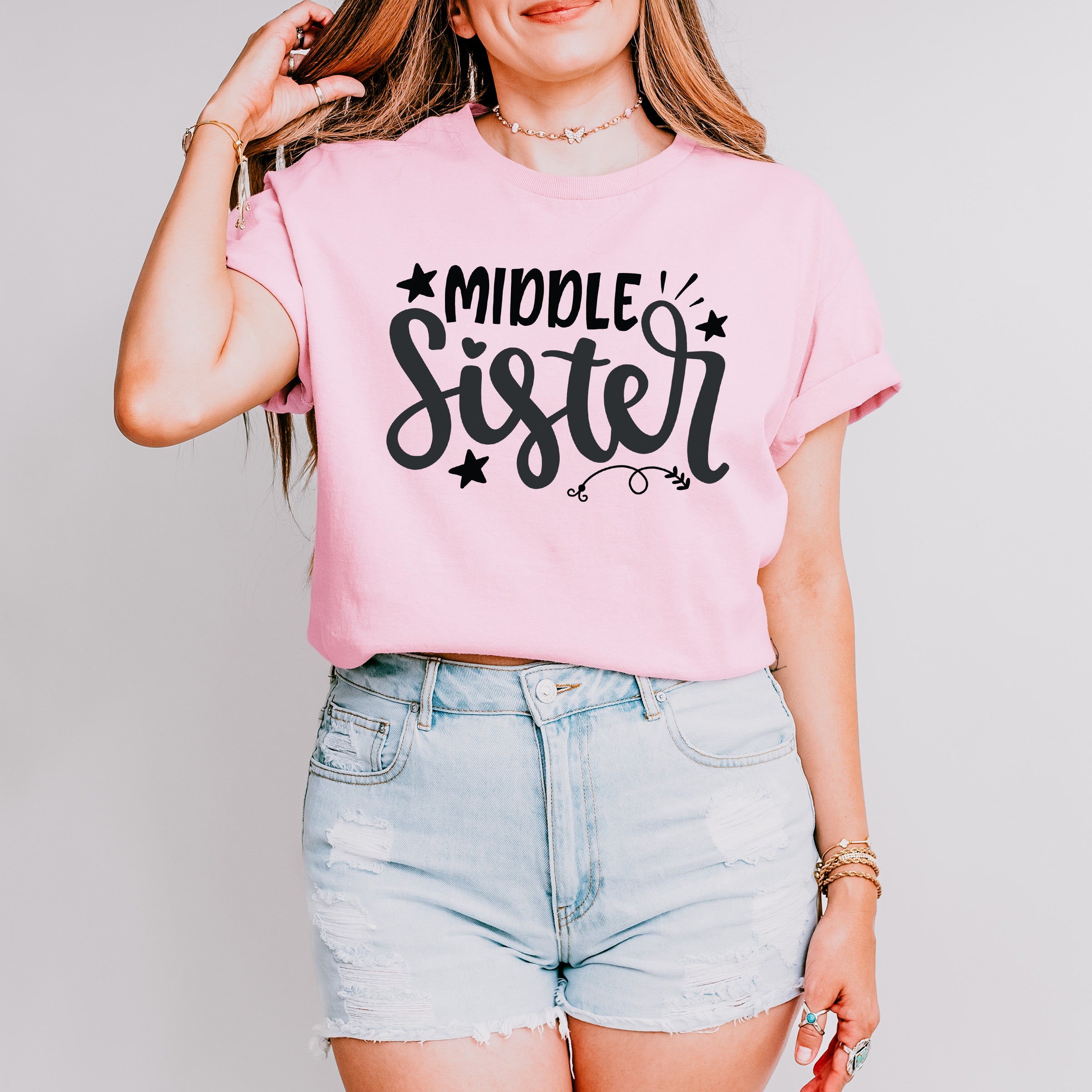 Middle Sister Star Design - Sister Unisex Crewneck T-Shirt Sweatshirt Hoodie