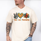 Peace Love Thanksgiving Design - Thanksgiving Theme Unisex Crewneck T-Shirt Sweatshirt Hoodie