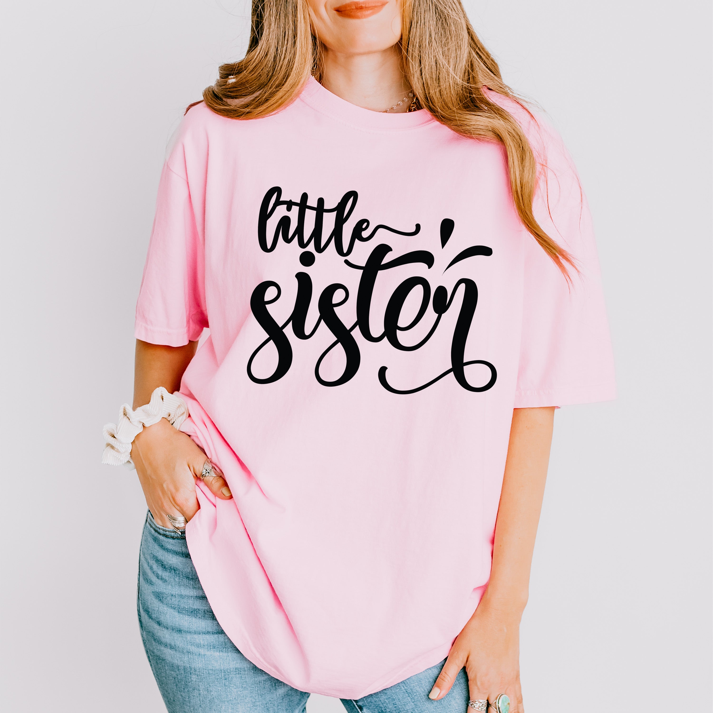Little Sister Cursive Design - Sister Unisex Crewneck T-Shirt Sweatshirt Hoodie
