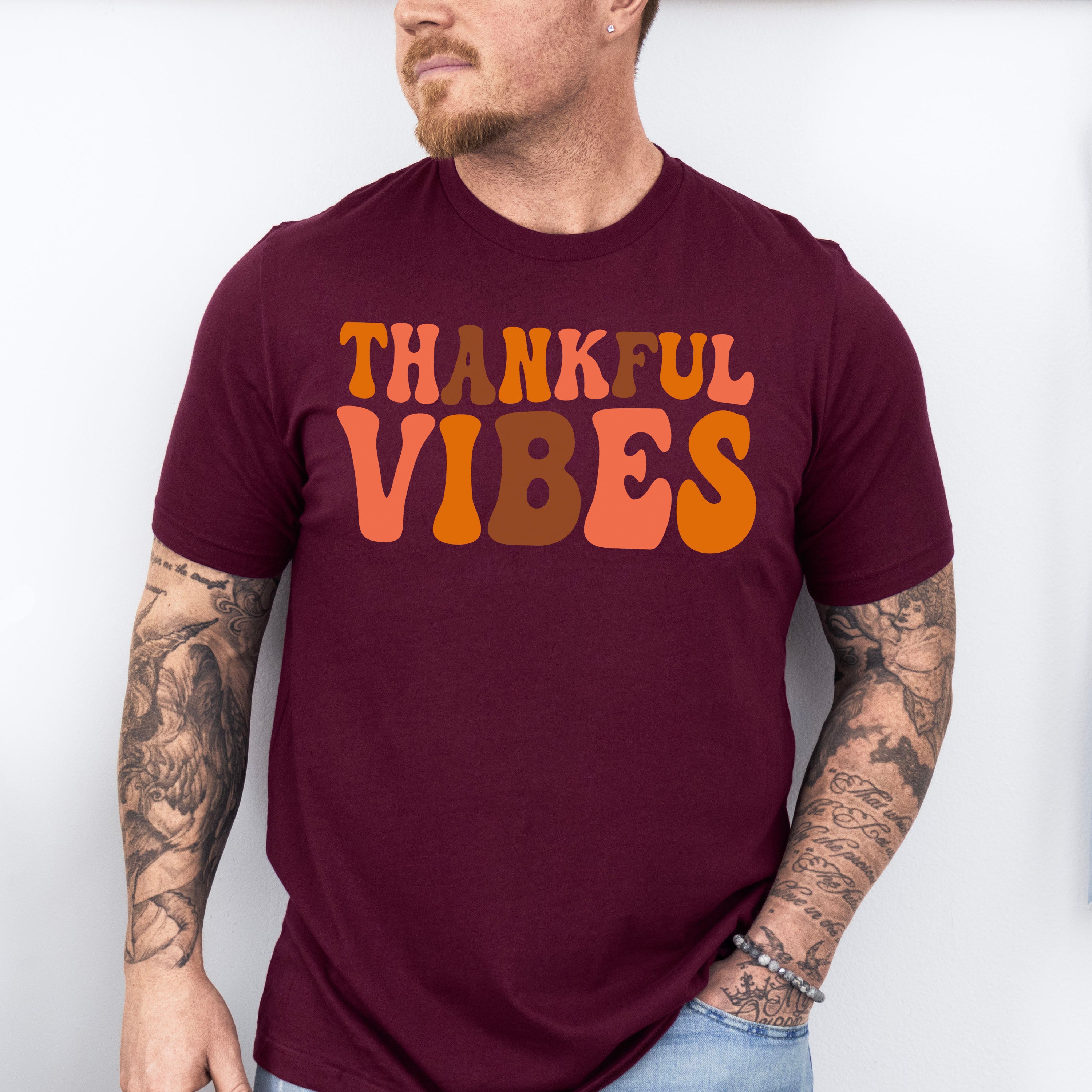 Thankful Vibes - Thanksgiving Theme Unisex Crewneck T-Shirt Sweatshirt Hoodie