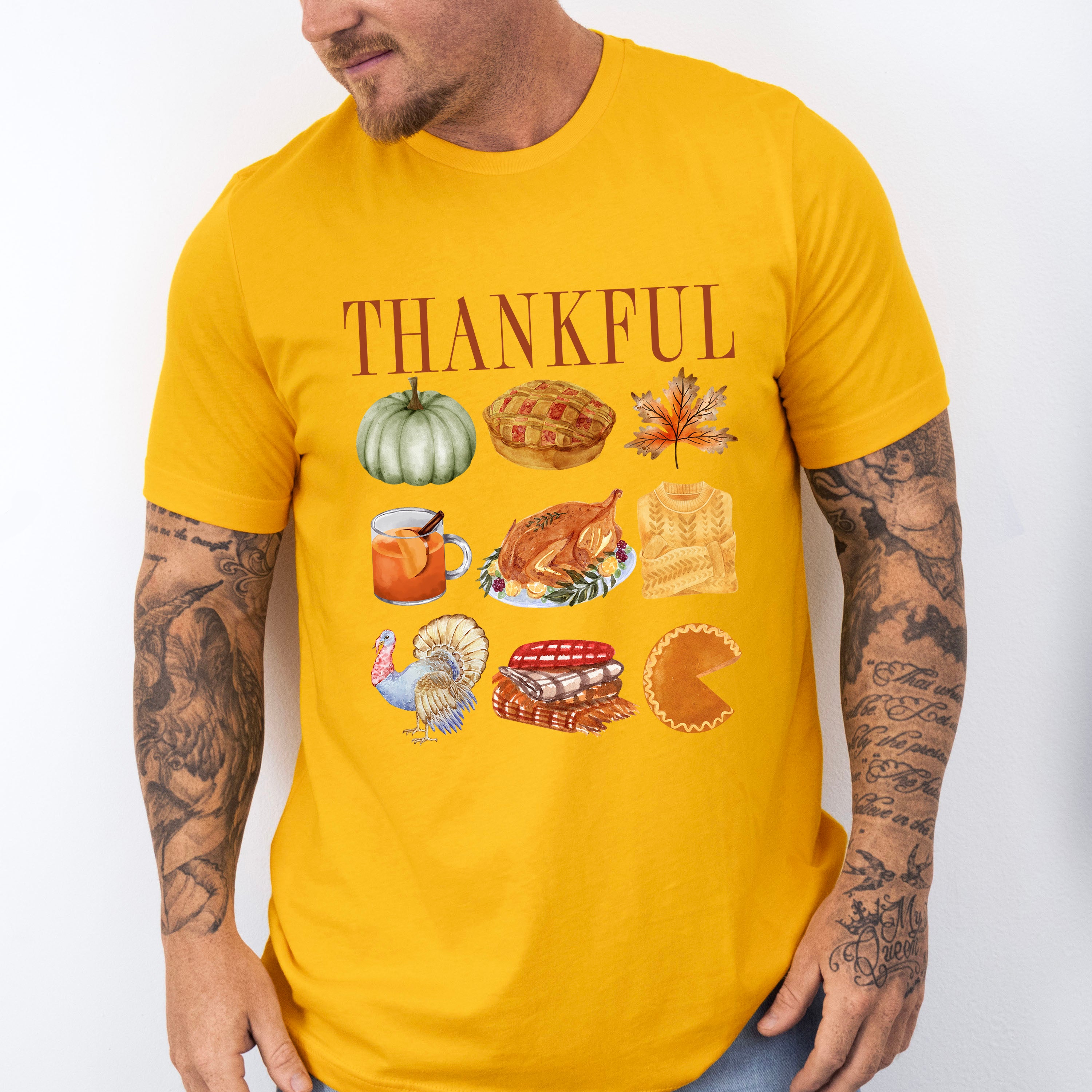 Thankful Thanksgiving Doodles Design - Thanksgiving Theme Unisex Crewneck T-Shirt Sweatshirt Hoodie