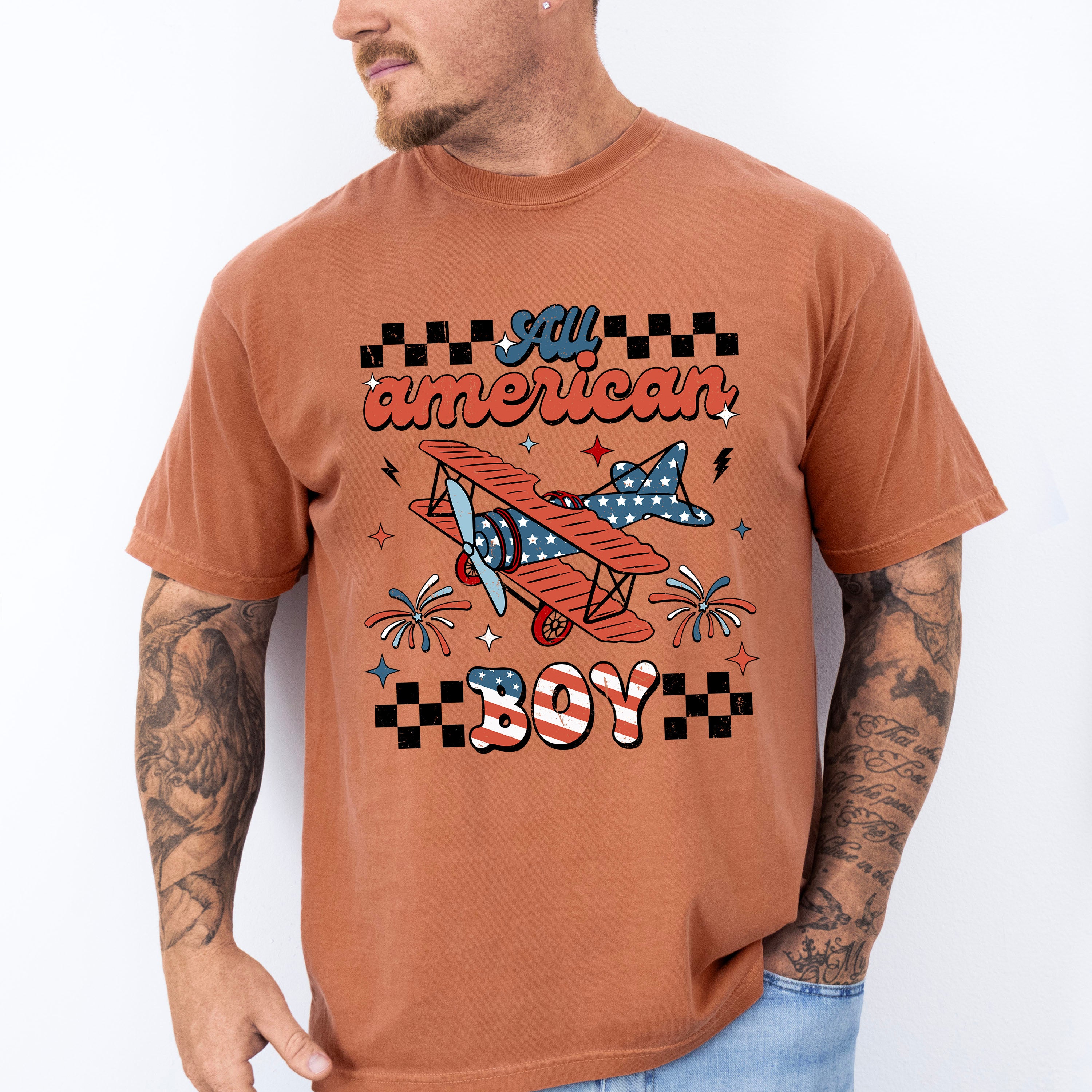 All American Boy Plane - Kids Unisex Crewneck T-Shirt Sweatshirt Hoodie