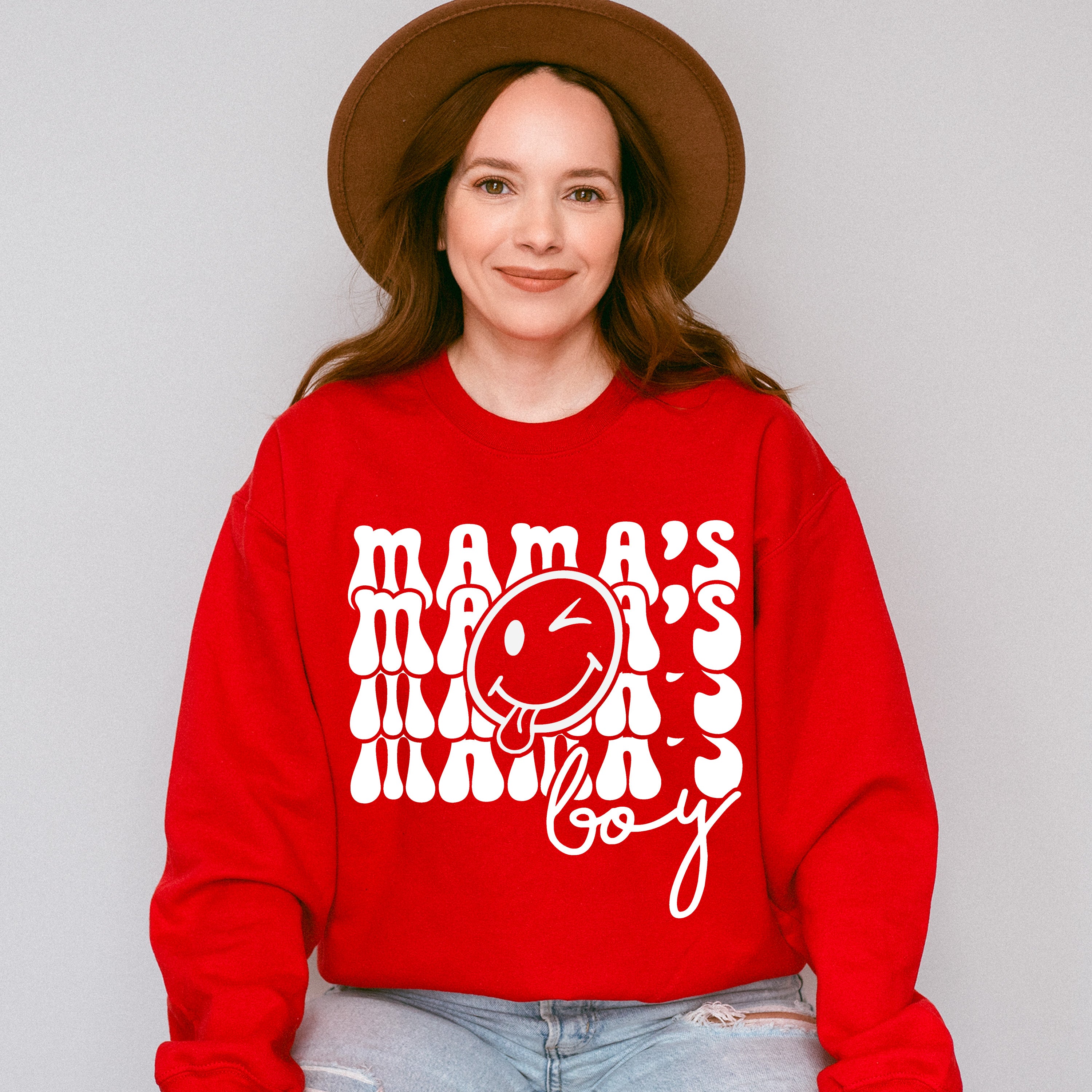 Mama&#39;s Boy Smiley - Kids Unisex Crewneck T-Shirt Sweatshirt Hoodie