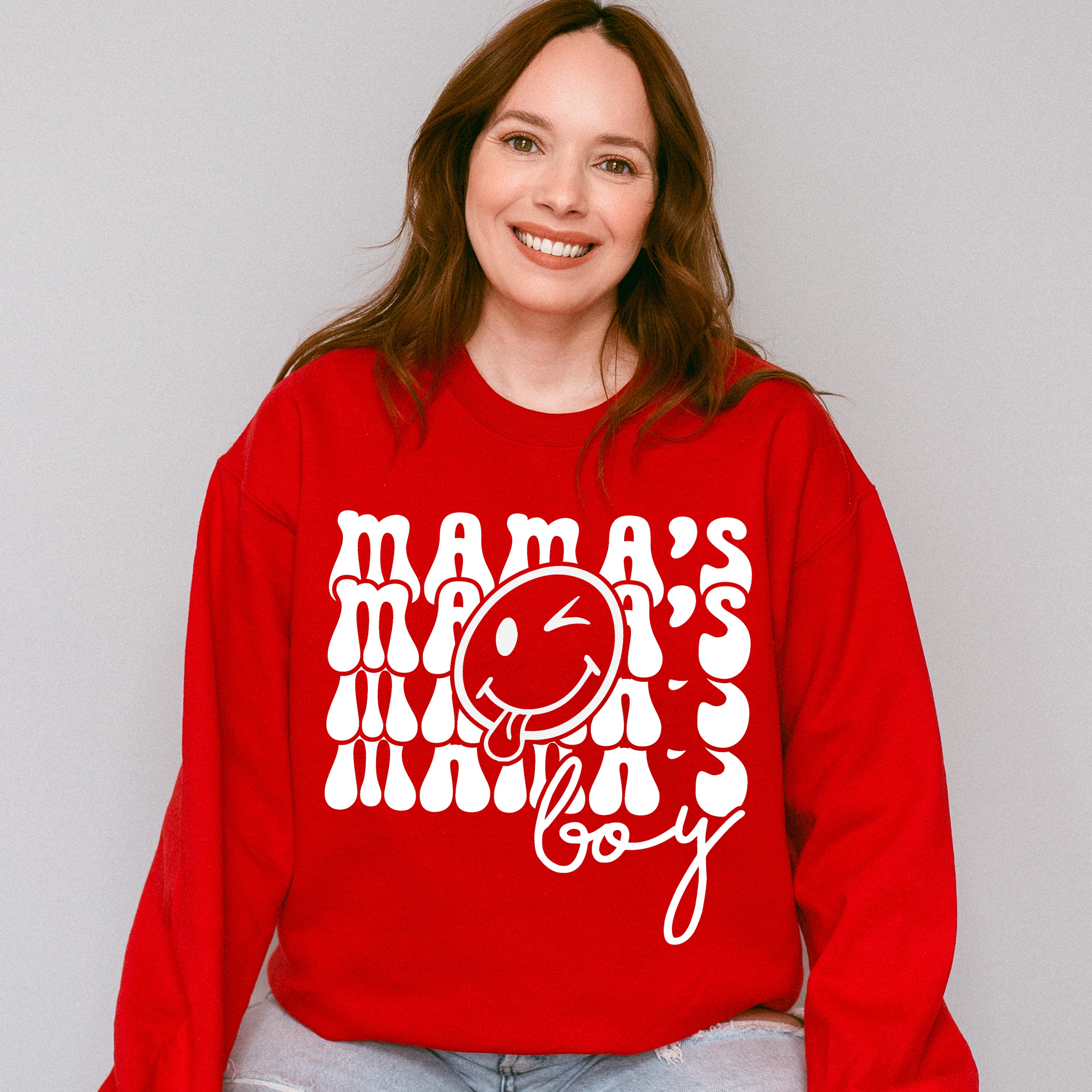 Mama&#39;s Boy Smiley - Kids Unisex Crewneck T-Shirt Sweatshirt Hoodie