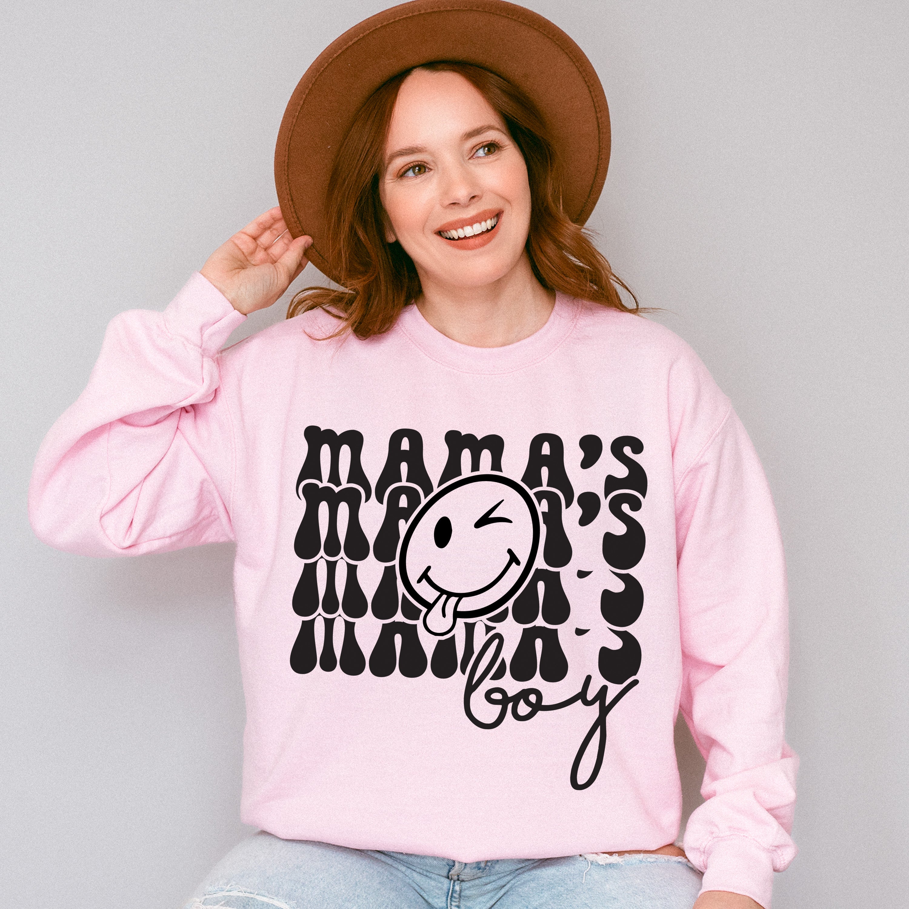 Mama&#39;s Boy Smiley - Kids Unisex Crewneck T-Shirt Sweatshirt Hoodie