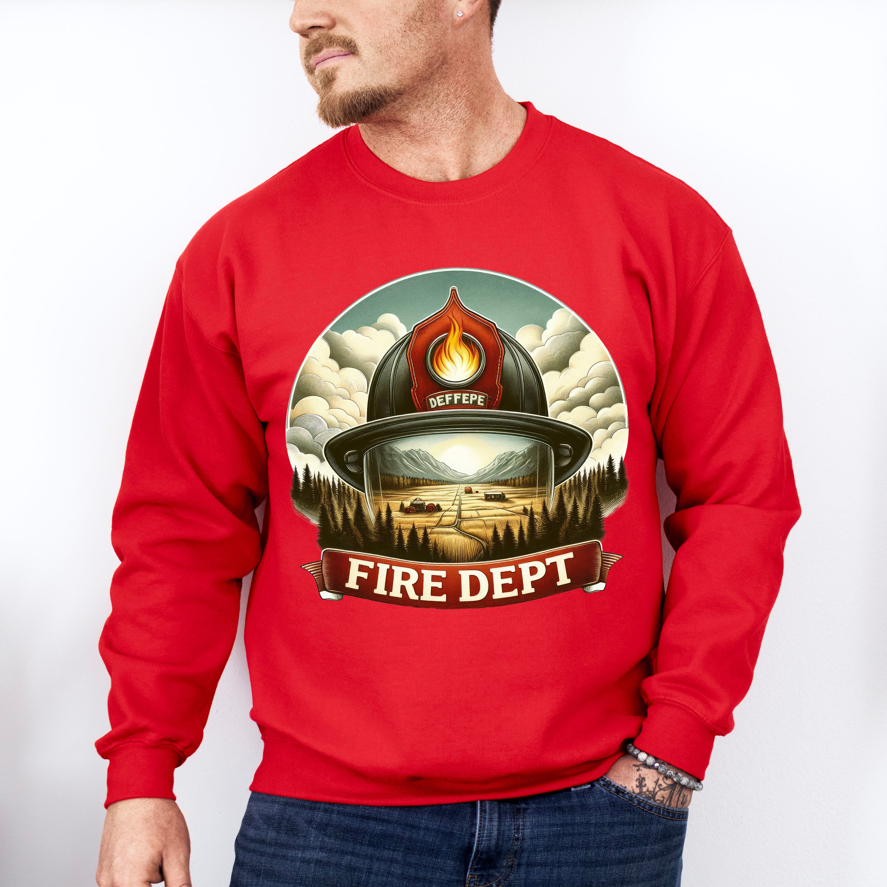 Fire Dept Design - Firefighter Unisex Crewneck T-Shirt Sweatshirt Hoodie