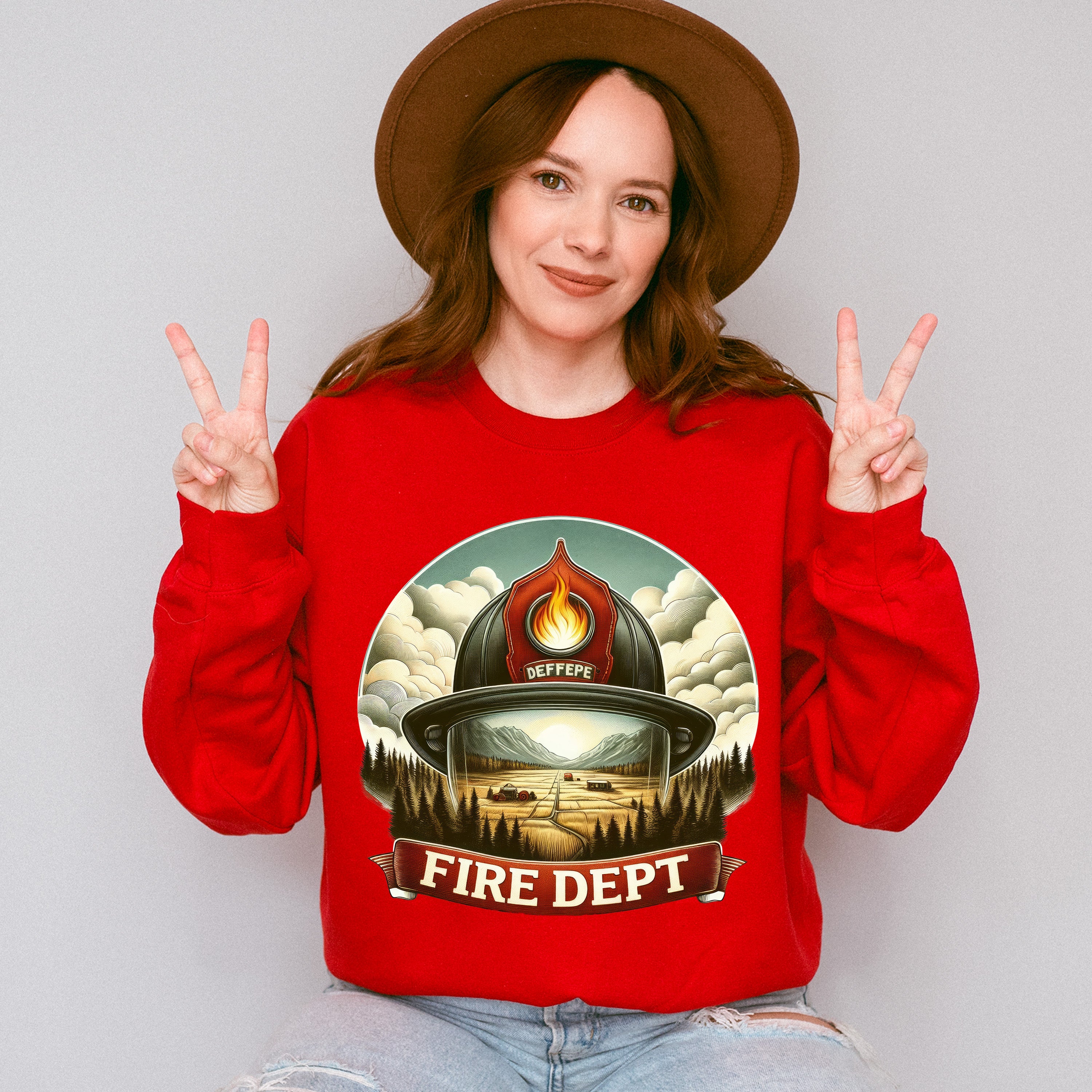 Fire Dept Design - Firefighter Unisex Crewneck T-Shirt Sweatshirt Hoodie
