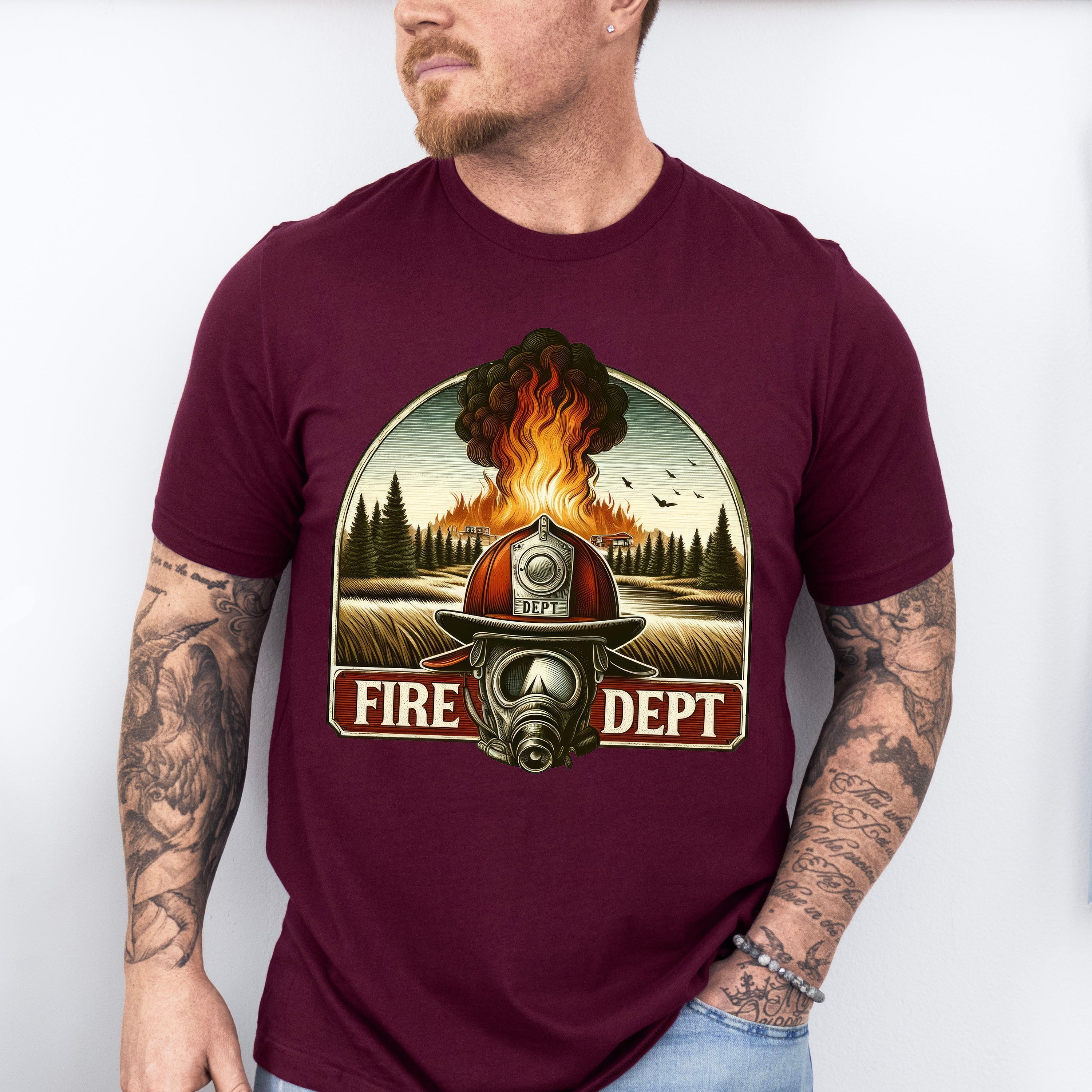 Fire Dept Helmet - Firefighter Unisex Crewneck T-Shirt Sweatshirt Hoodie