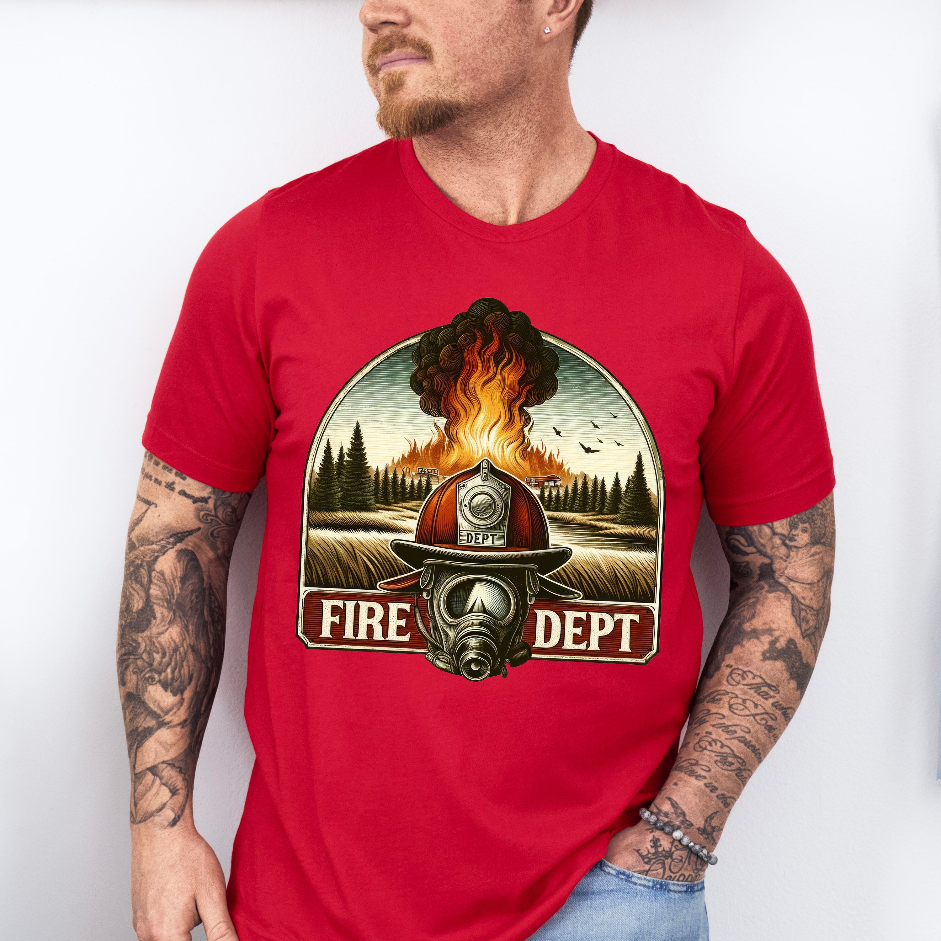 Fire Dept Helmet - Firefighter Unisex Crewneck T-Shirt Sweatshirt Hoodie