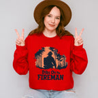 Dibs On The Fireman Silhouette Design - Firefighter Unisex Crewneck T-Shirt Sweatshirt Hoodie