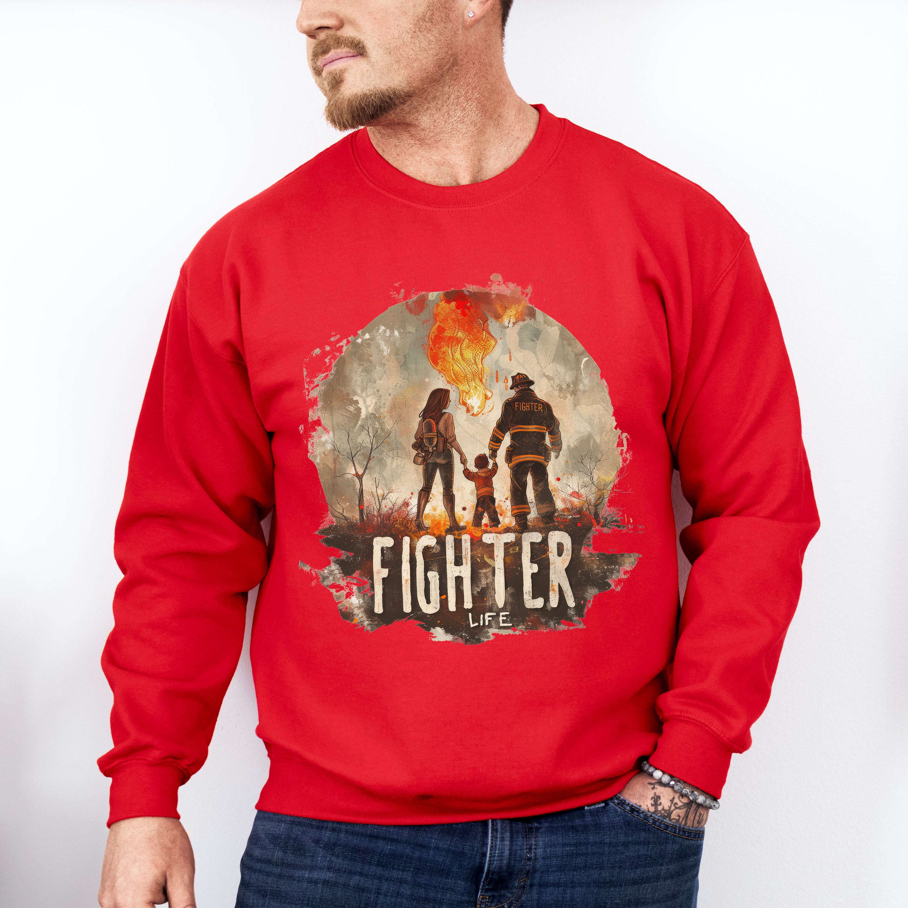 Fighter Life - Firefighter Unisex Crewneck T-Shirt Sweatshirt Hoodie