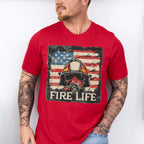 Fire Life US Flag Design - Firefighter Unisex Crewneck T-Shirt Sweatshirt Hoodie