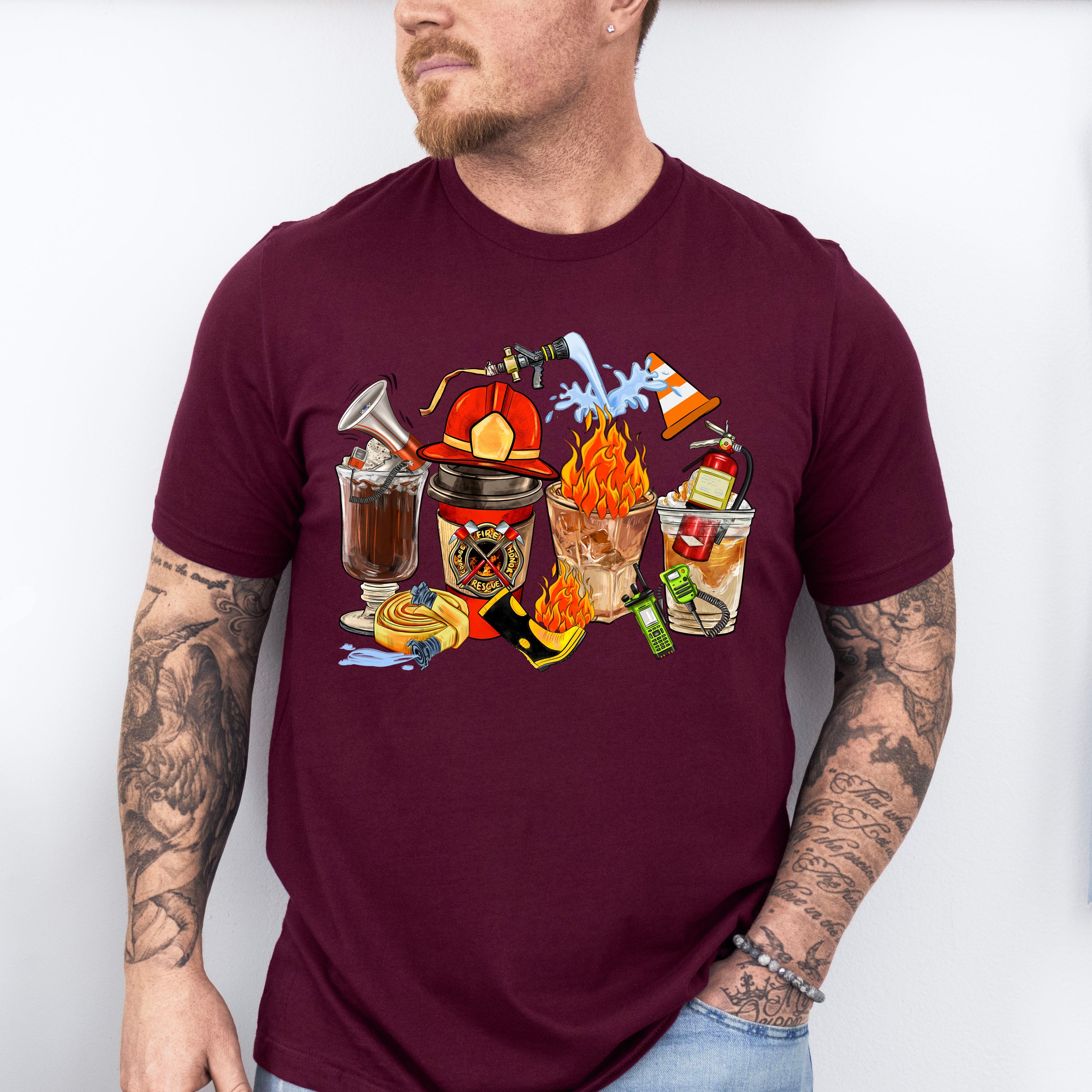 Firefighter Theme Cups - Firefighter Unisex Crewneck T-Shirt Sweatshirt Hoodie