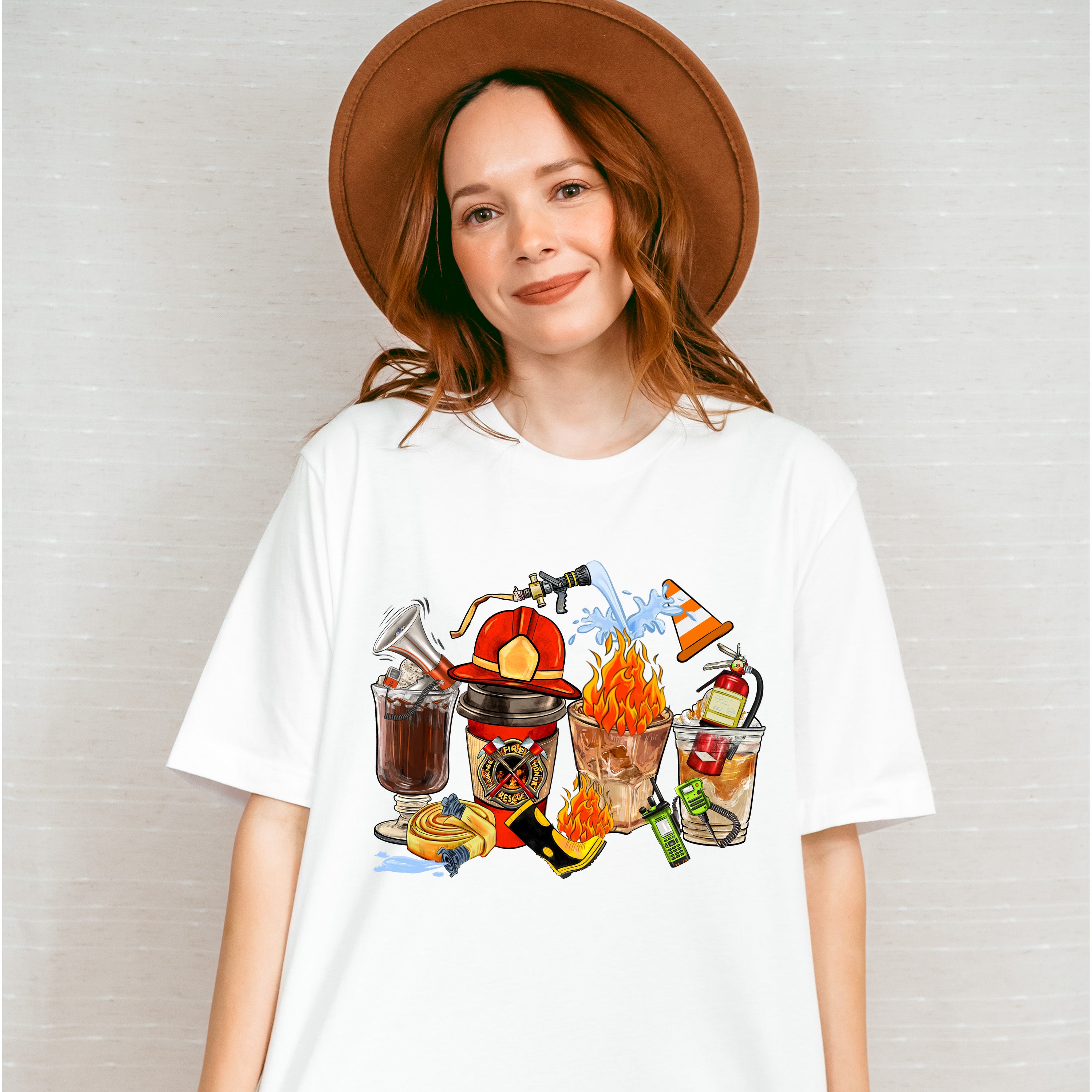 Firefighter Theme Cups - Firefighter Unisex Crewneck T-Shirt Sweatshirt Hoodie