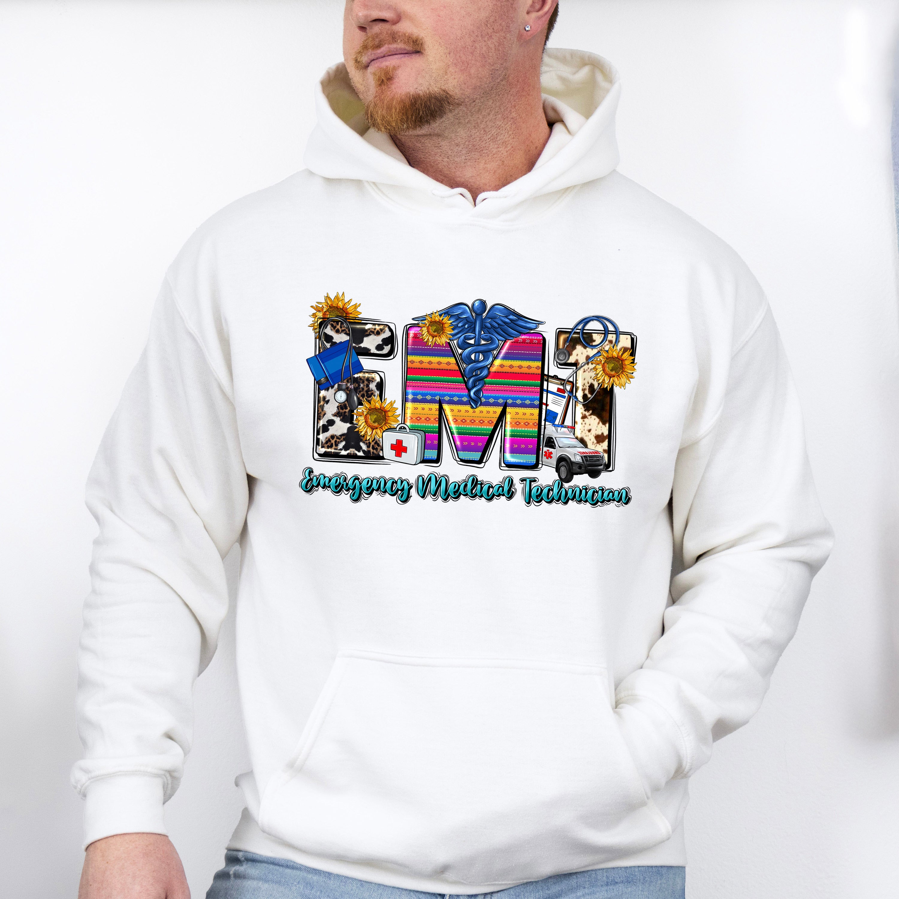 EMT Sunflower Design - EMT Unisex Crewneck T-Shirt Sweatshirt Hoodie