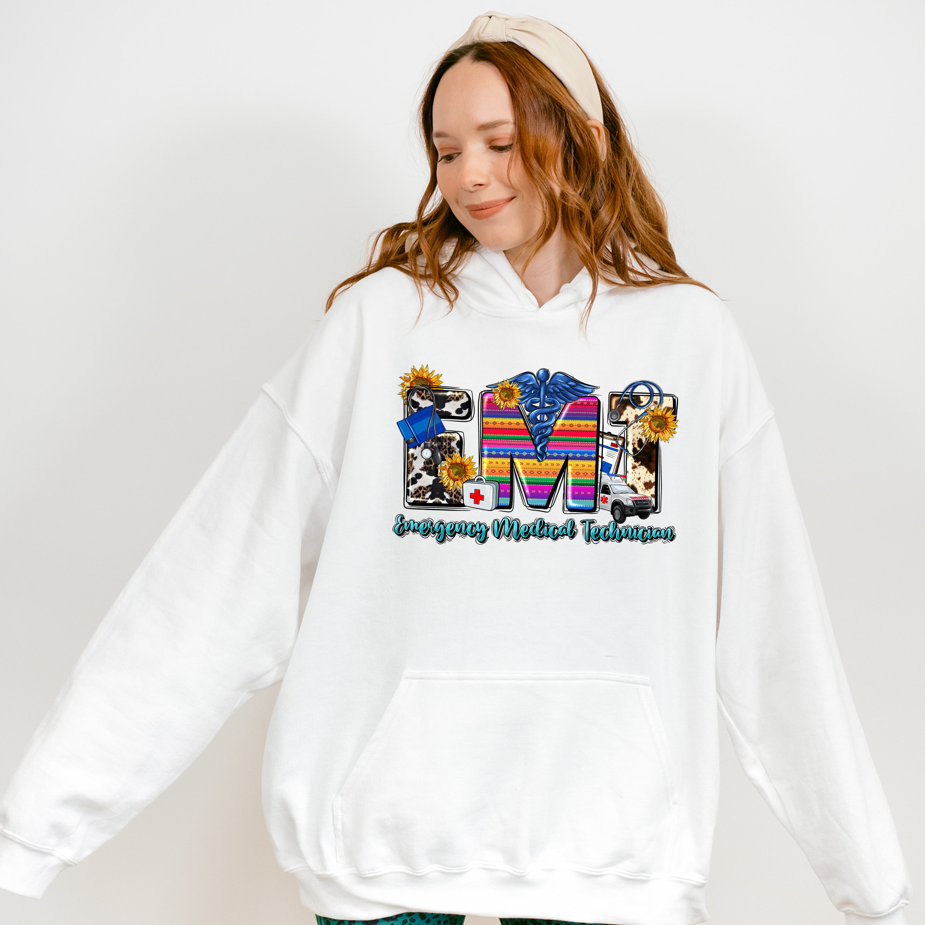 EMT Sunflower Design - EMT Unisex Crewneck T-Shirt Sweatshirt Hoodie