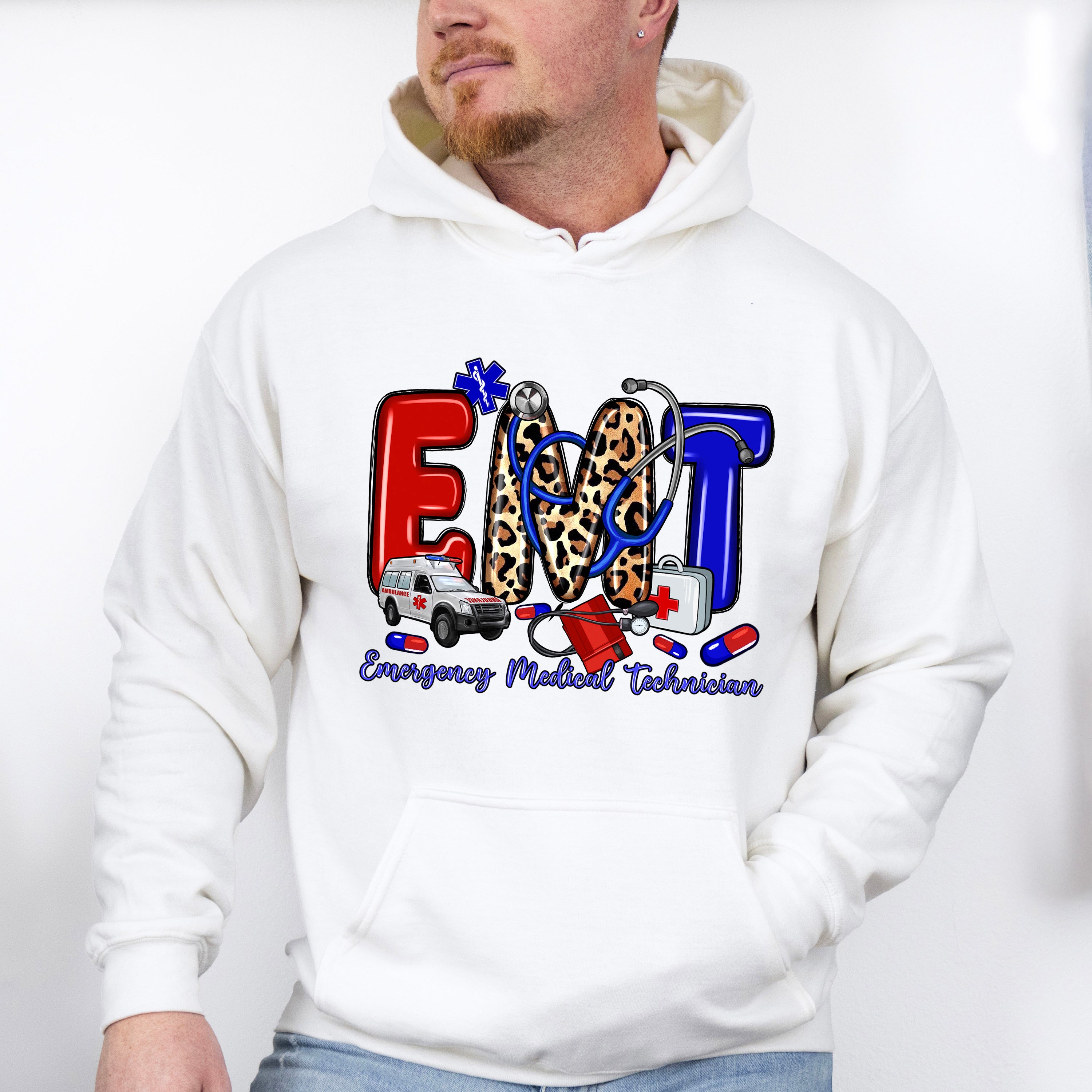 EMT Leopard Design - EMT Unisex Crewneck T-Shirt Sweatshirt Hoodie