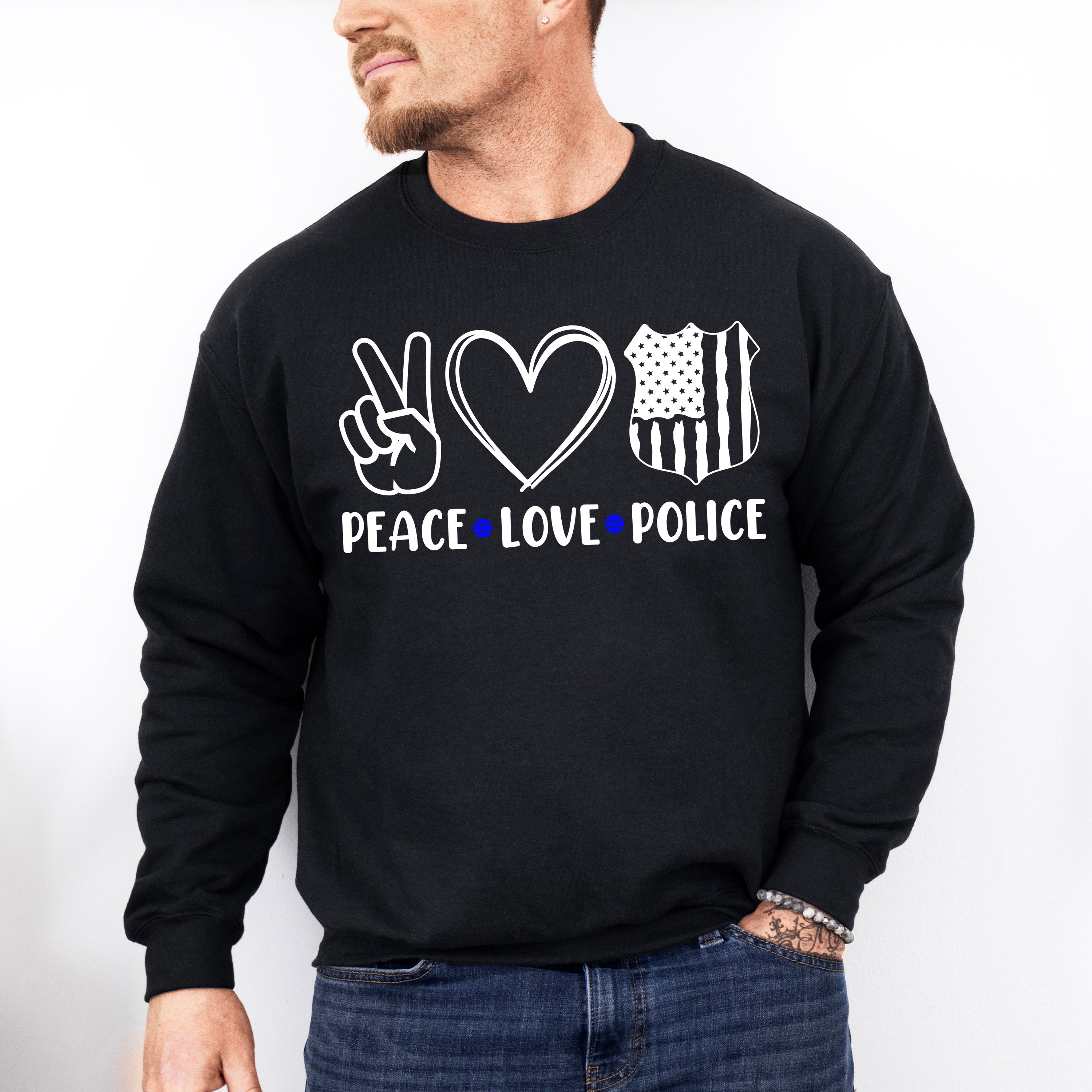 Peace Love Police Design - Police Unisex Crewneck T-Shirt Sweatshirt Hoodie