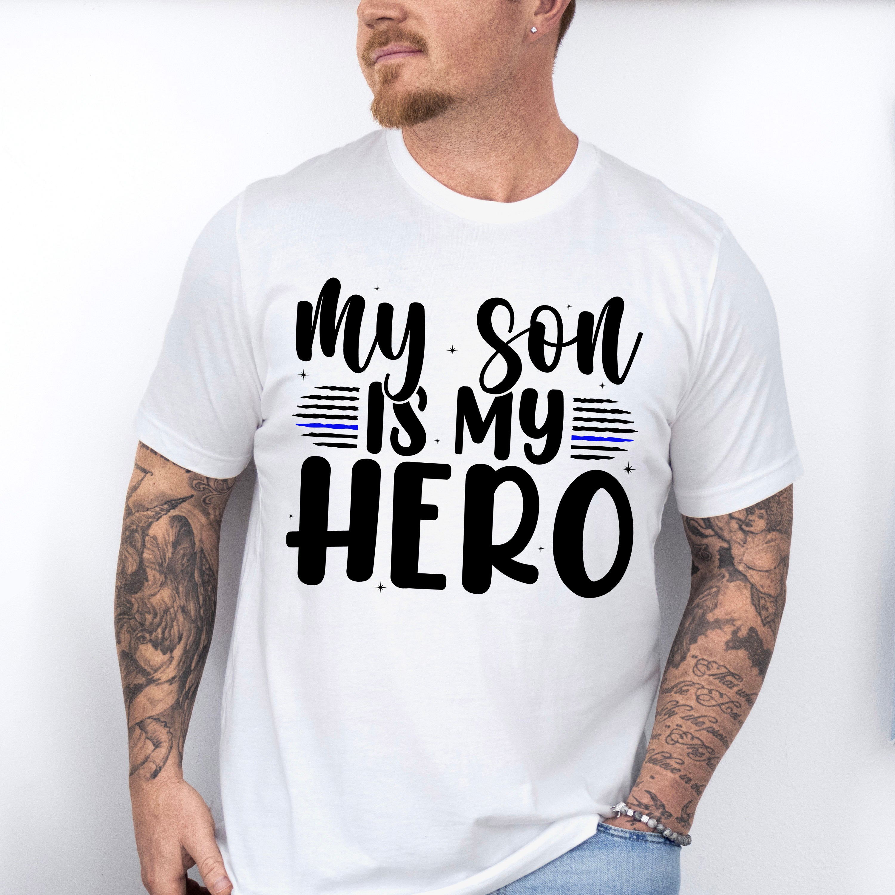 My Son Is My Hero - Police Unisex Crewneck T-Shirt Sweatshirt Hoodie