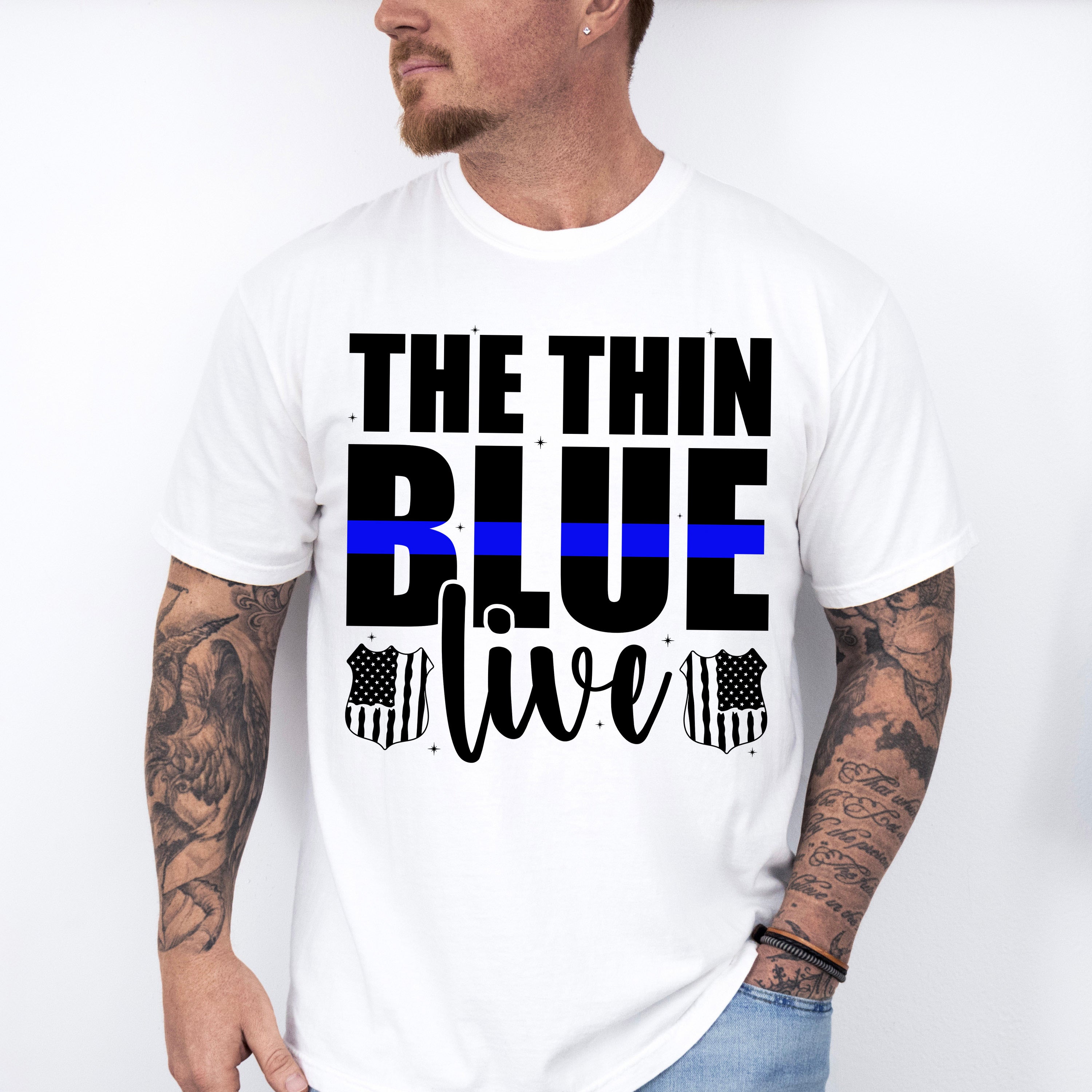 The Thin Blue Live - Police Unisex Crewneck T-Shirt Sweatshirt Hoodie