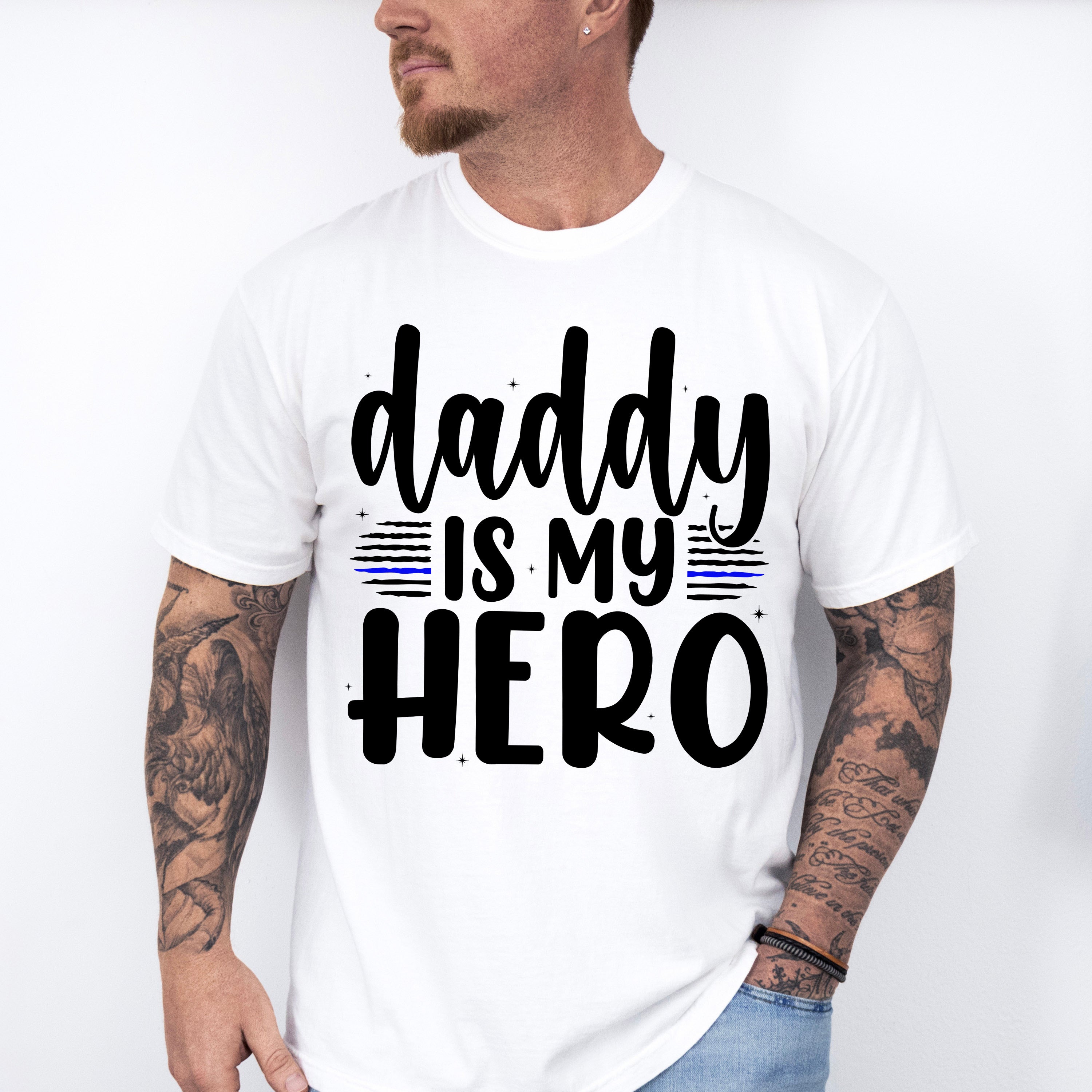 Daddy Is My Hero - Police Unisex Crewneck T-Shirt Sweatshirt Hoodie