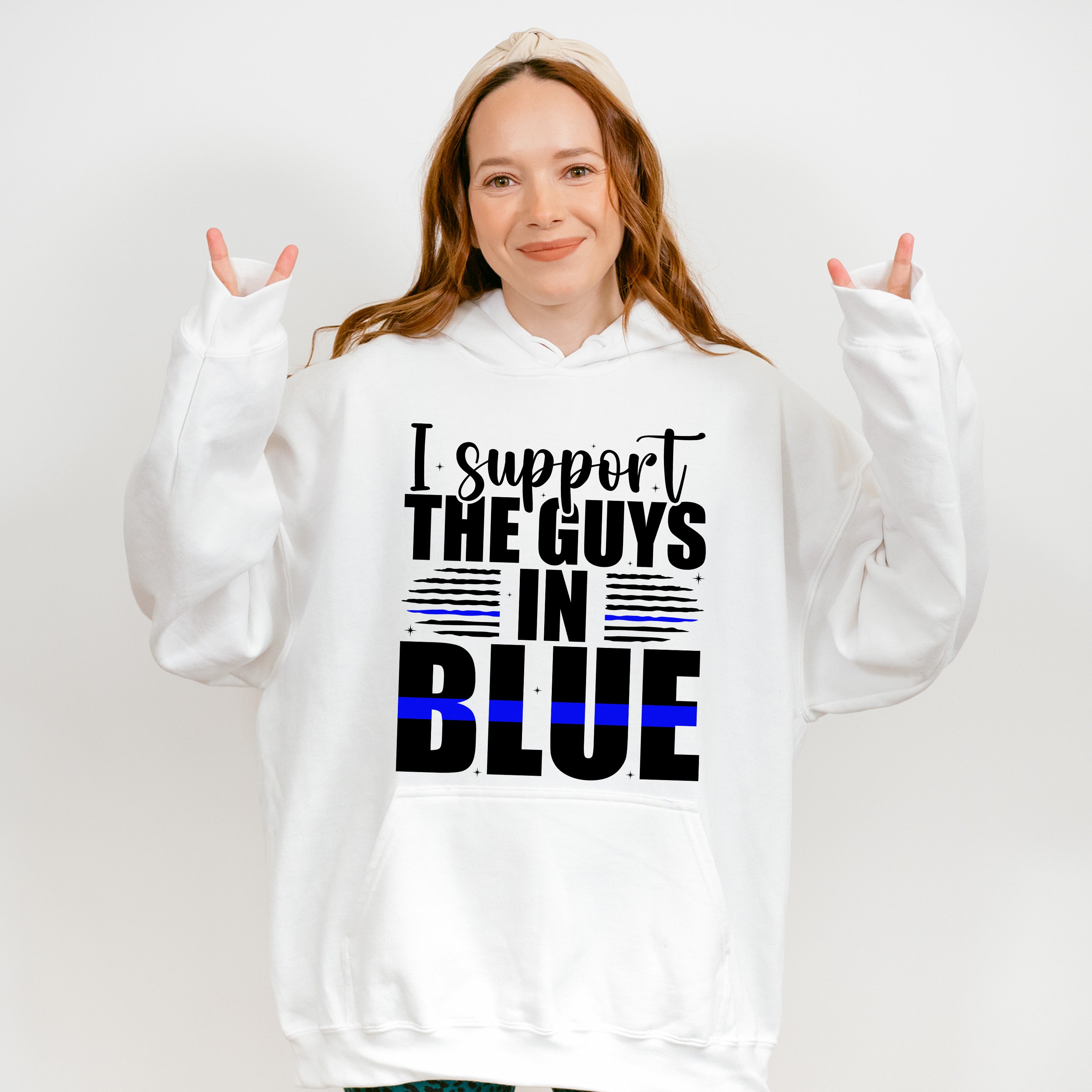 I Support The Guys In Blue - Police Unisex Crewneck T-Shirt Sweatshirt Hoodie