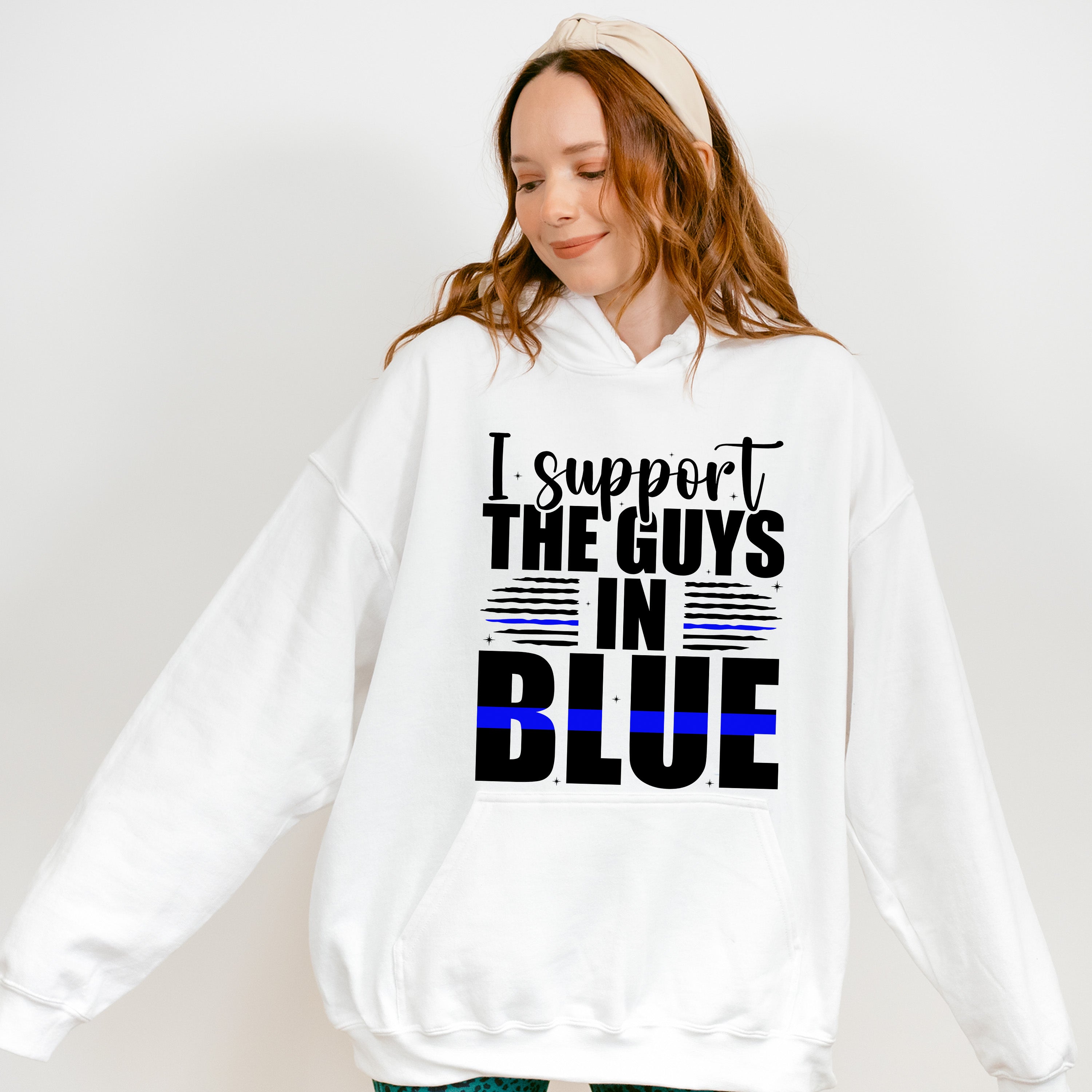 I Support The Guys In Blue - Police Unisex Crewneck T-Shirt Sweatshirt Hoodie