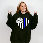 US Flag Heart Design - Police Unisex Crewneck T-Shirt Sweatshirt Hoodie