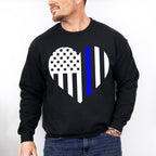US Flag Heart Design - Police Unisex Crewneck T-Shirt Sweatshirt Hoodie