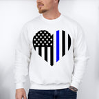 US Flag Heart Design - Police Unisex Crewneck T-Shirt Sweatshirt Hoodie