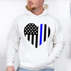US Flag Heart Design - Police Unisex Crewneck T-Shirt Sweatshirt Hoodie