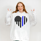 US Flag Heart Design - Police Unisex Crewneck T-Shirt Sweatshirt Hoodie