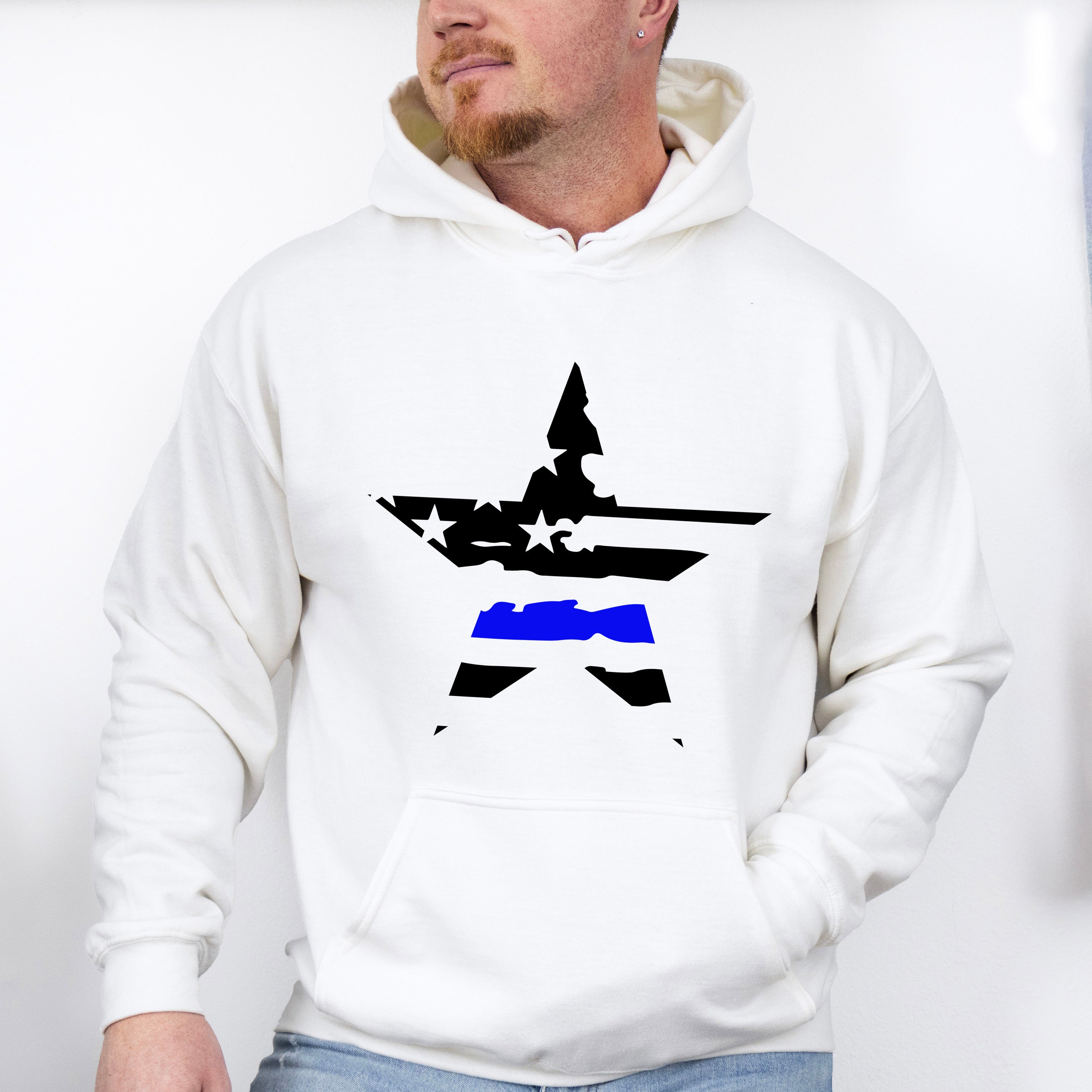 US Flag Star Design - Police Unisex Crewneck T-Shirt Sweatshirt Hoodie