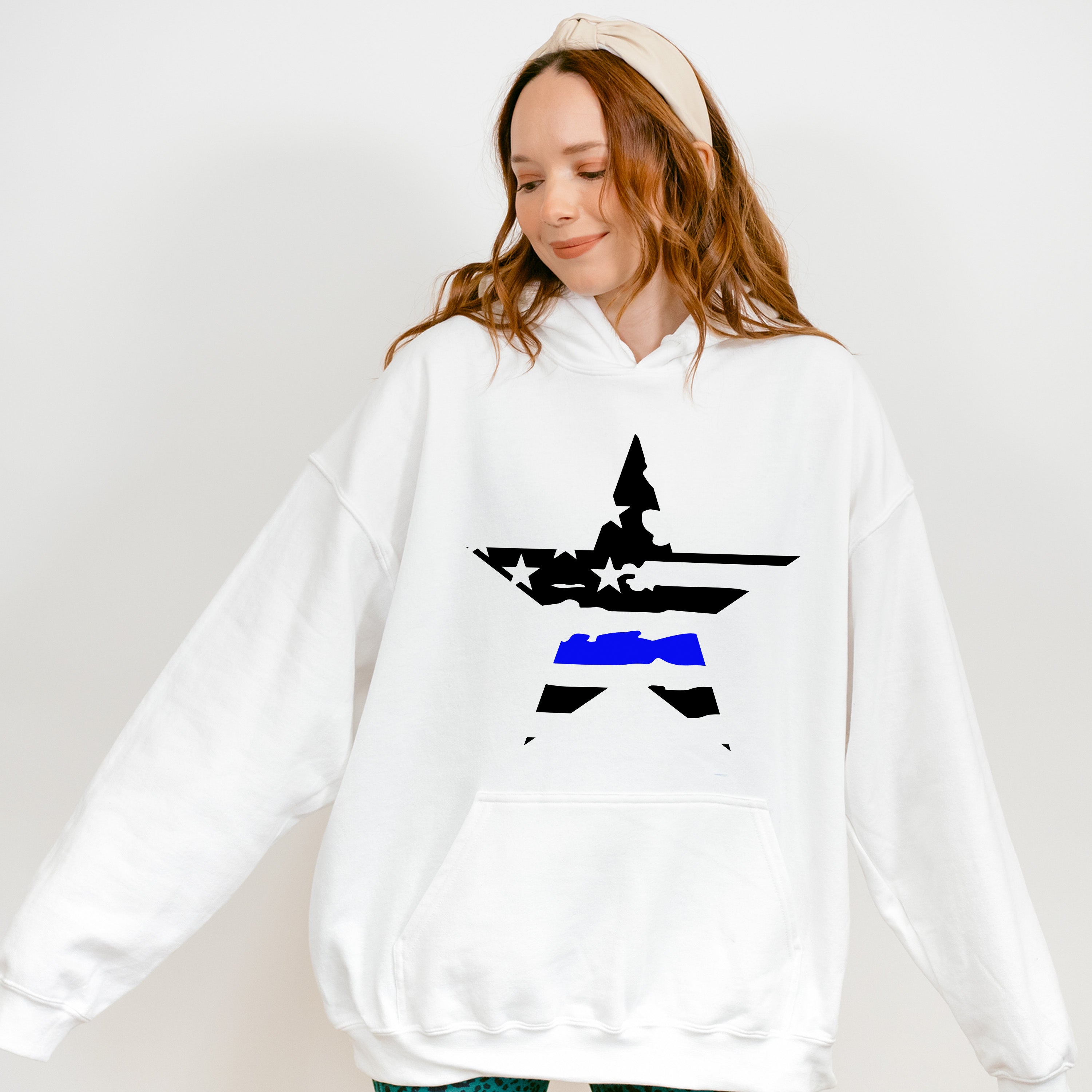 US Flag Star Design - Police Unisex Crewneck T-Shirt Sweatshirt Hoodie