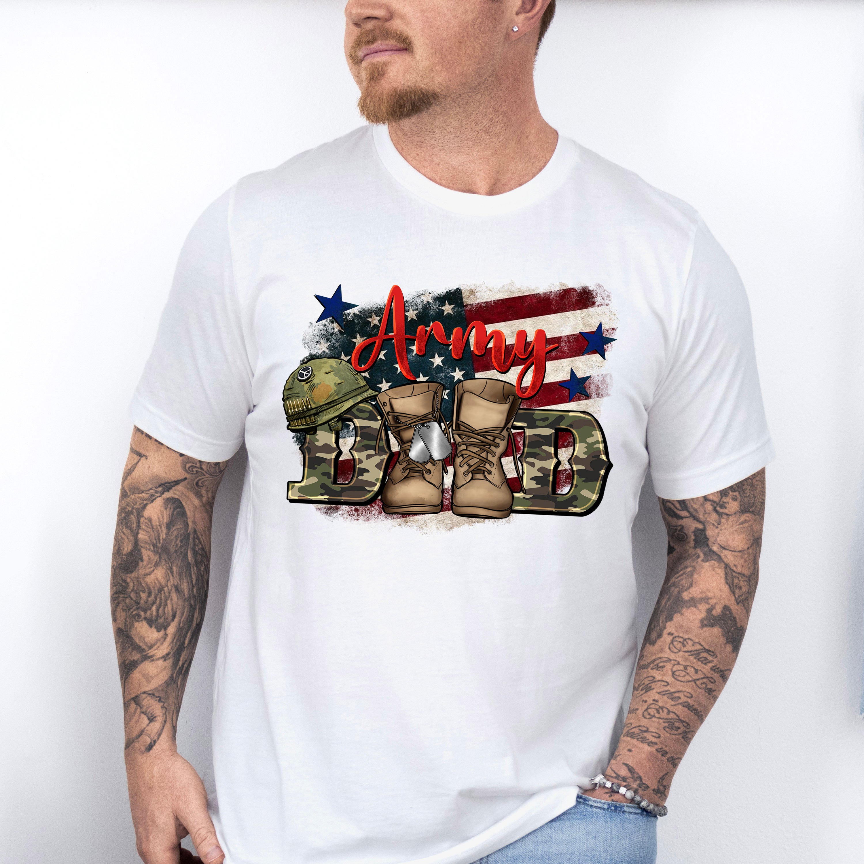 Boots Army Dad Design - Military Unisex Crewneck T-Shirt Sweatshirt Hoodie