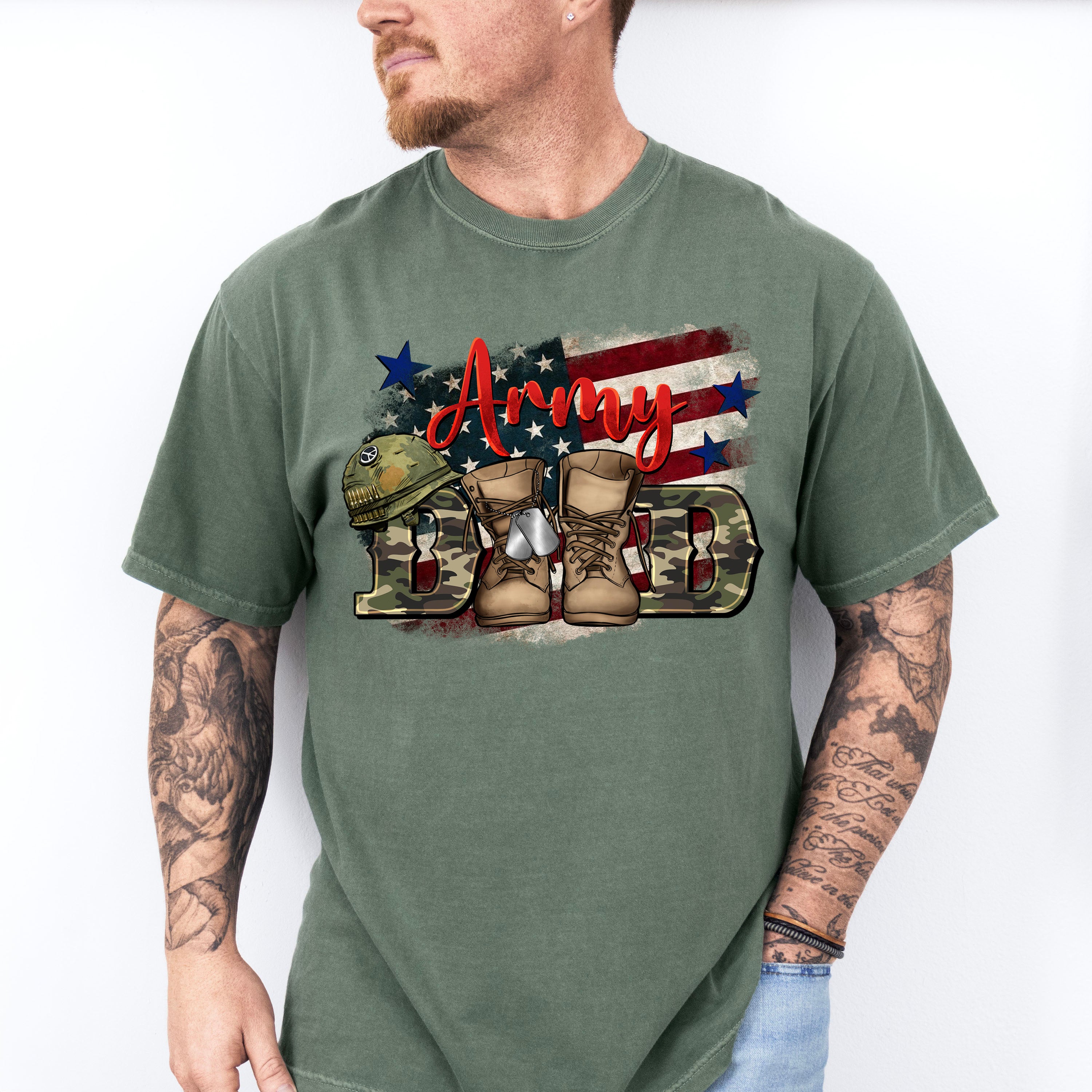 Boots Army Dad Design - Military Unisex Crewneck T-Shirt Sweatshirt Hoodie
