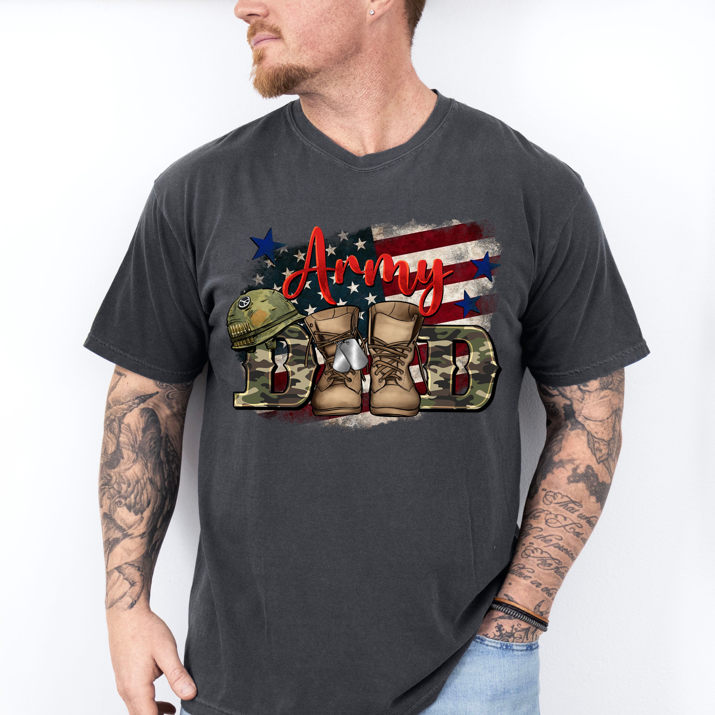 Boots Army Dad Design - Military Unisex Crewneck T-Shirt Sweatshirt Hoodie