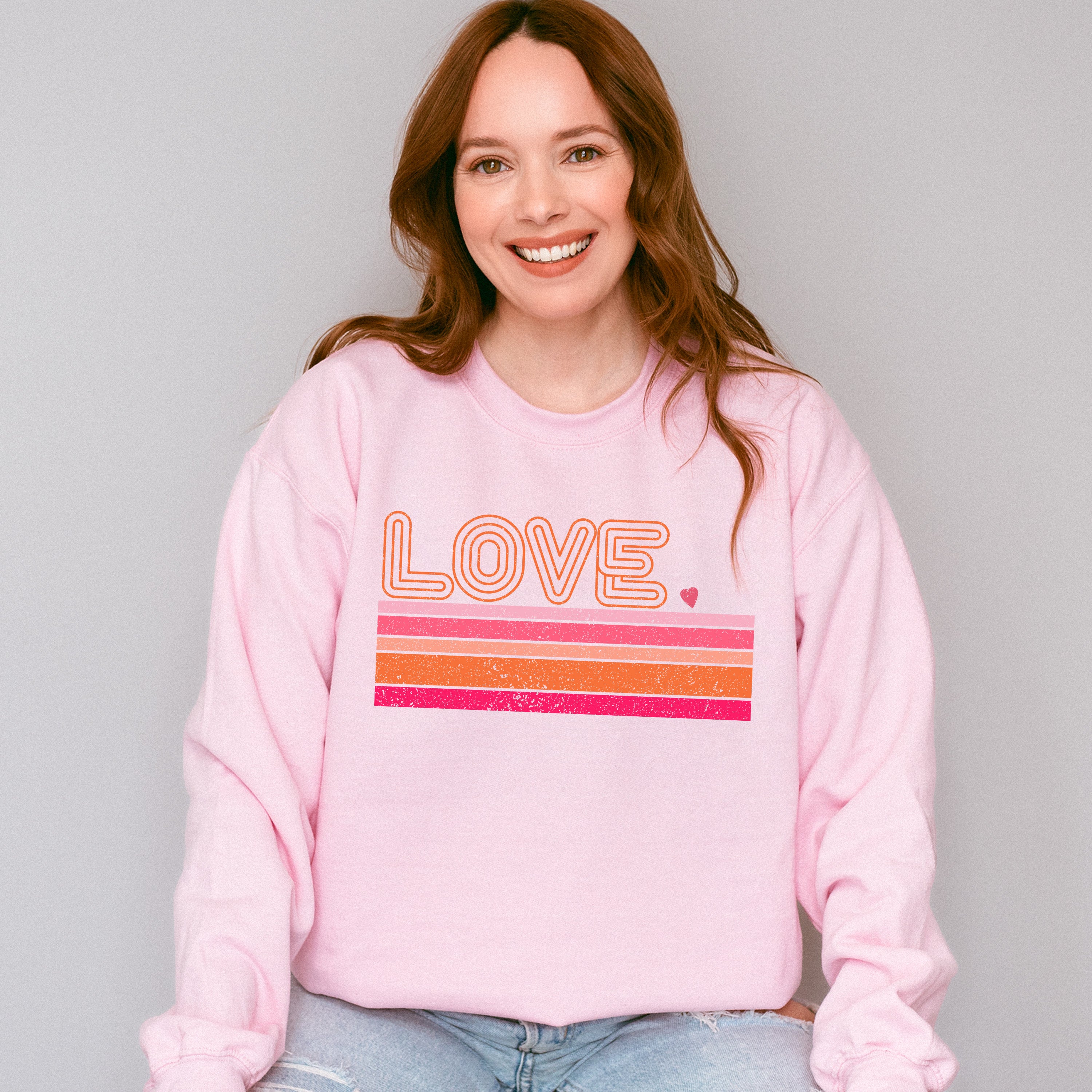 LOVE Stripes Design - Valentines Theme Unisex Crewneck T-Shirt Sweatshirt Hoodie