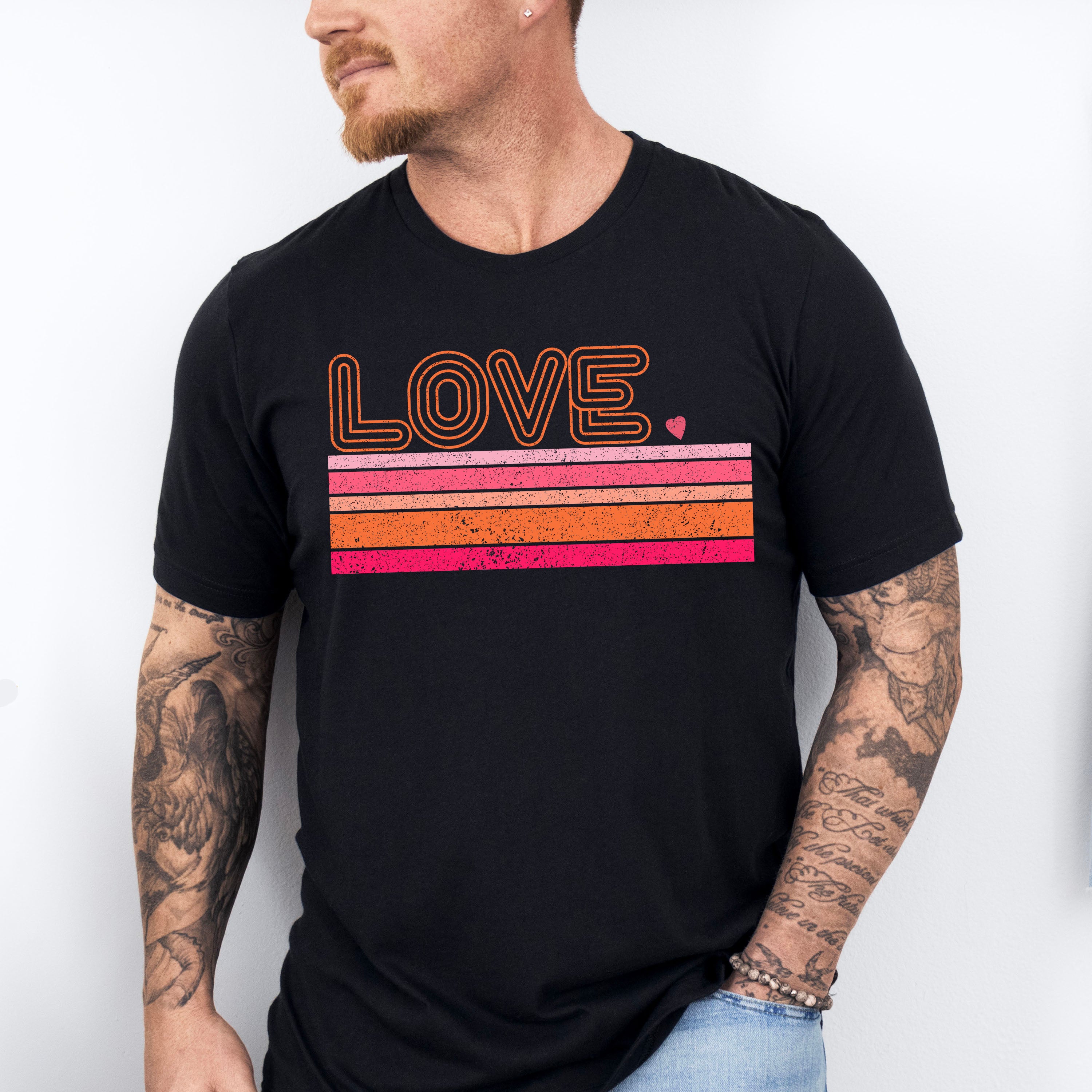 LOVE Stripes Design - Valentines Theme Unisex Crewneck T-Shirt Sweatshirt Hoodie