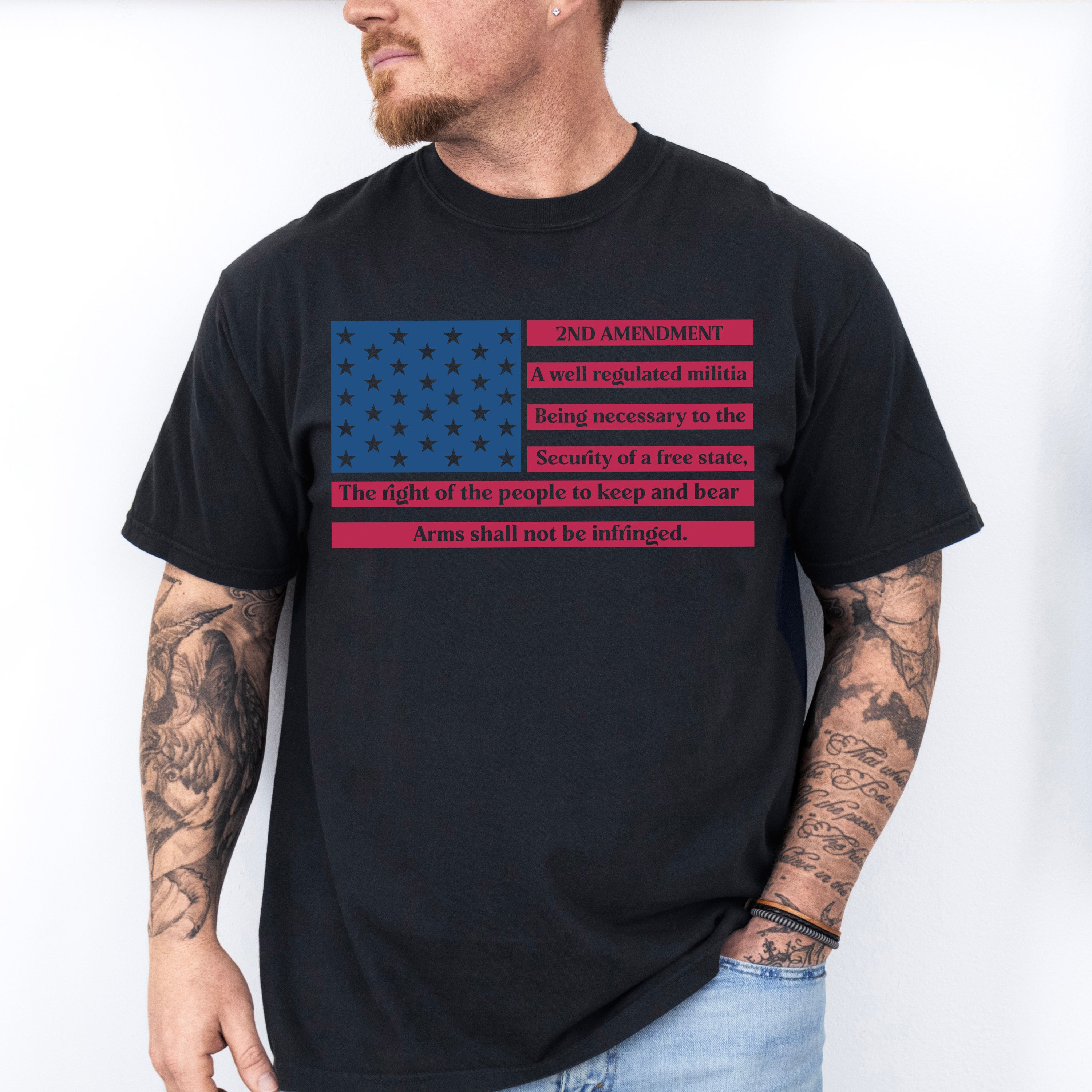 US Flag 2nd Amendment Design - Military Unisex Crewneck T-Shirt Sweatshirt Hoodie