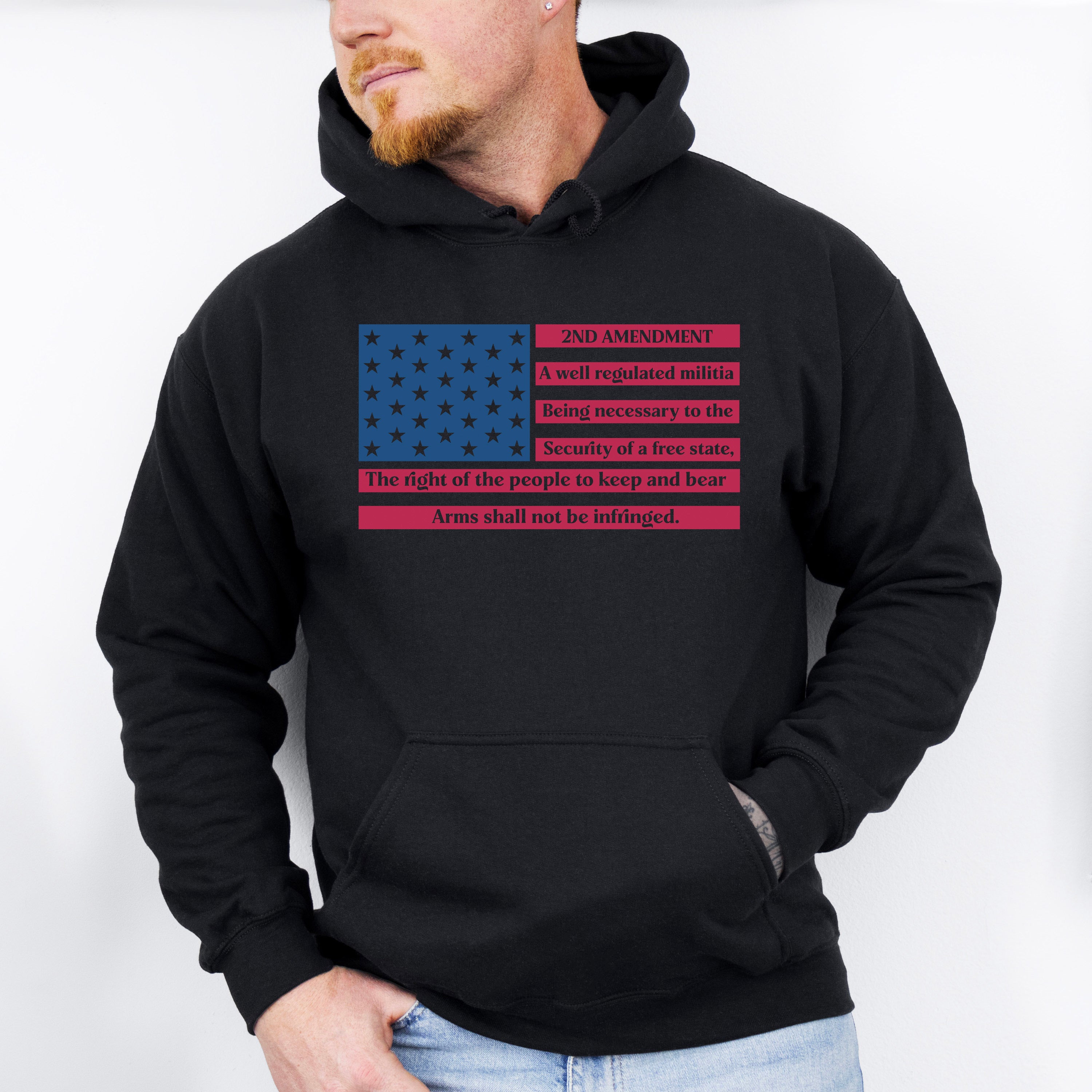 US Flag 2nd Amendment Design - Military Unisex Crewneck T-Shirt Sweatshirt Hoodie