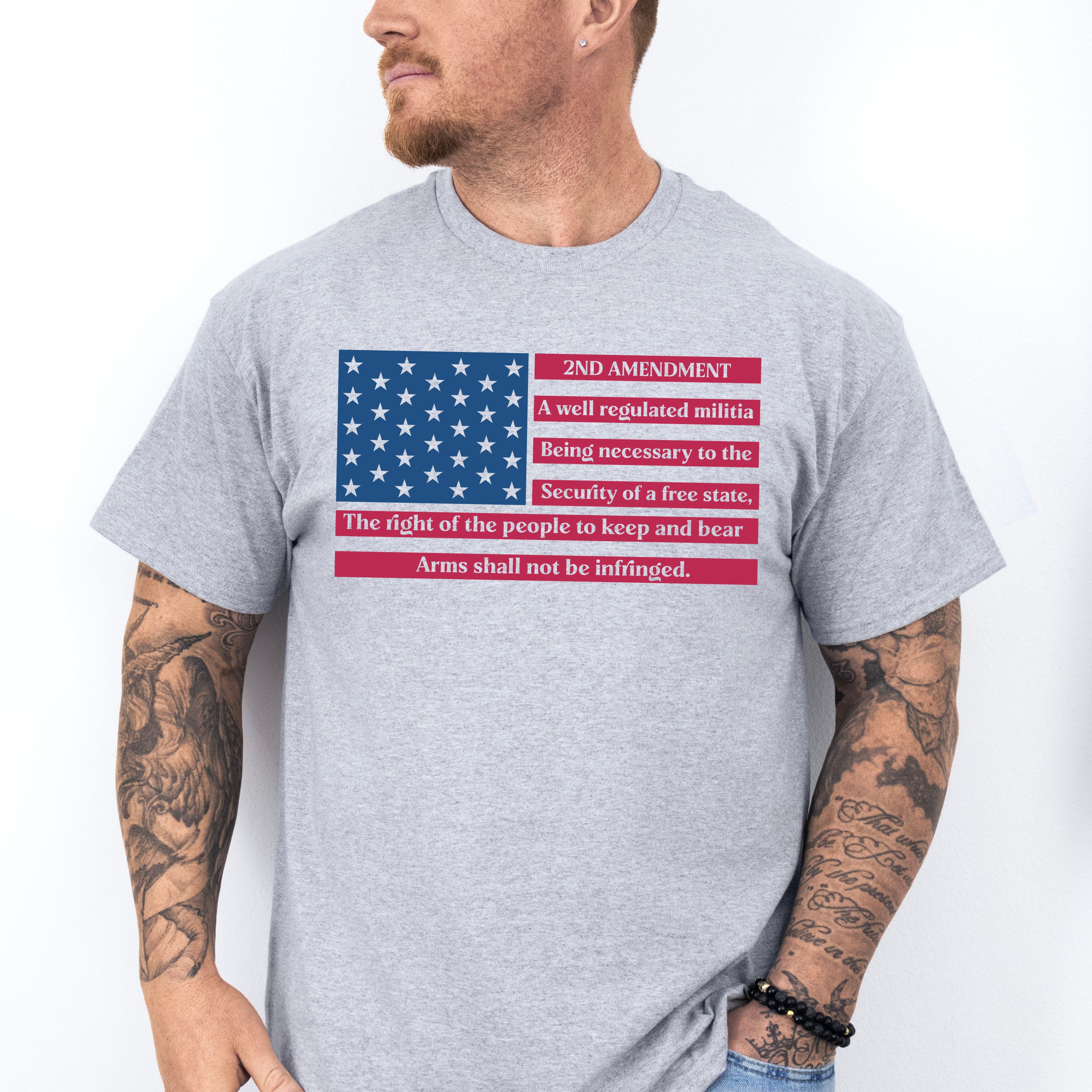 US Flag 2nd Amendment Design - Military Unisex Crewneck T-Shirt Sweatshirt Hoodie
