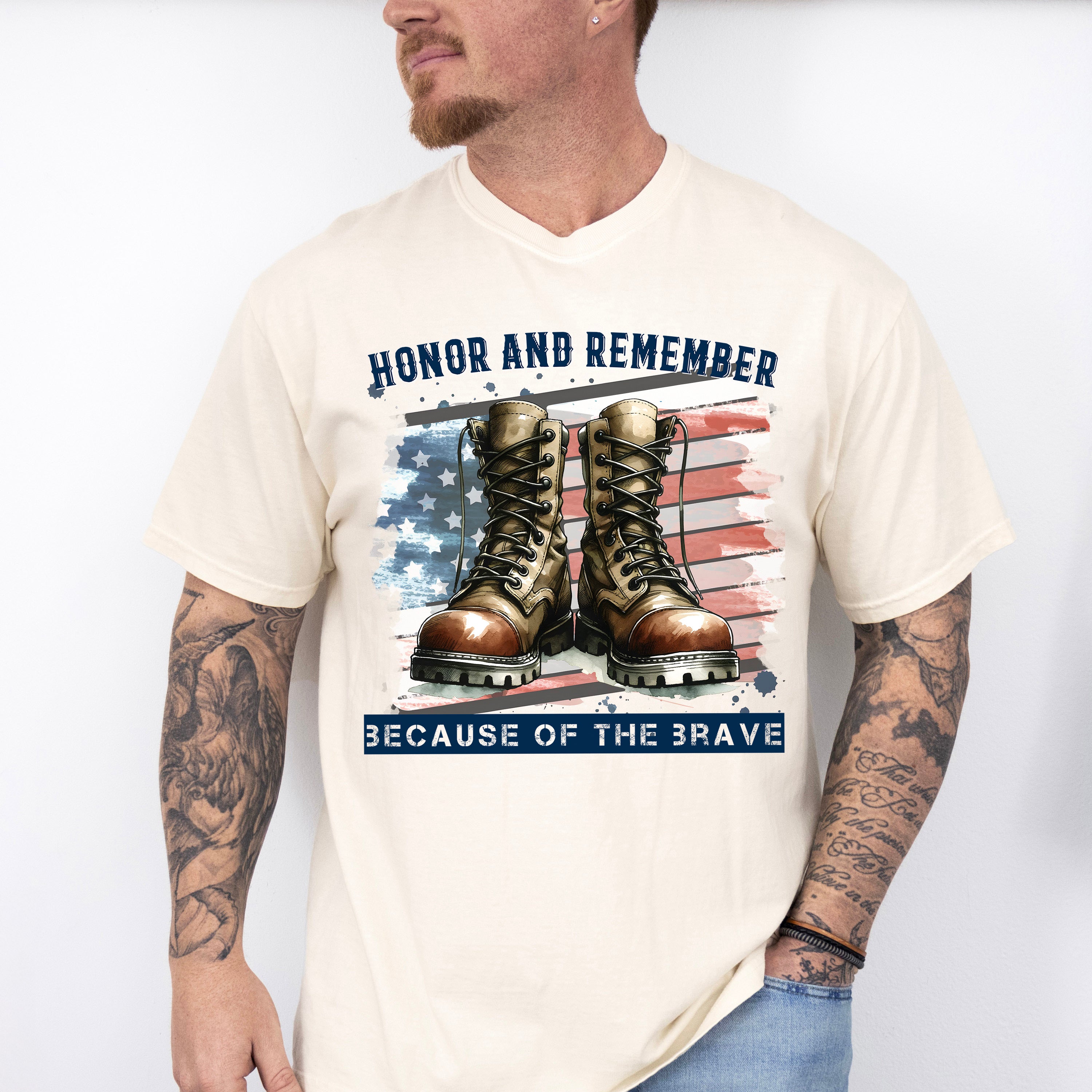 Honor And Remember Because Of The Brave - Military Unisex Crewneck T-Shirt Sweatshirt Hoodie