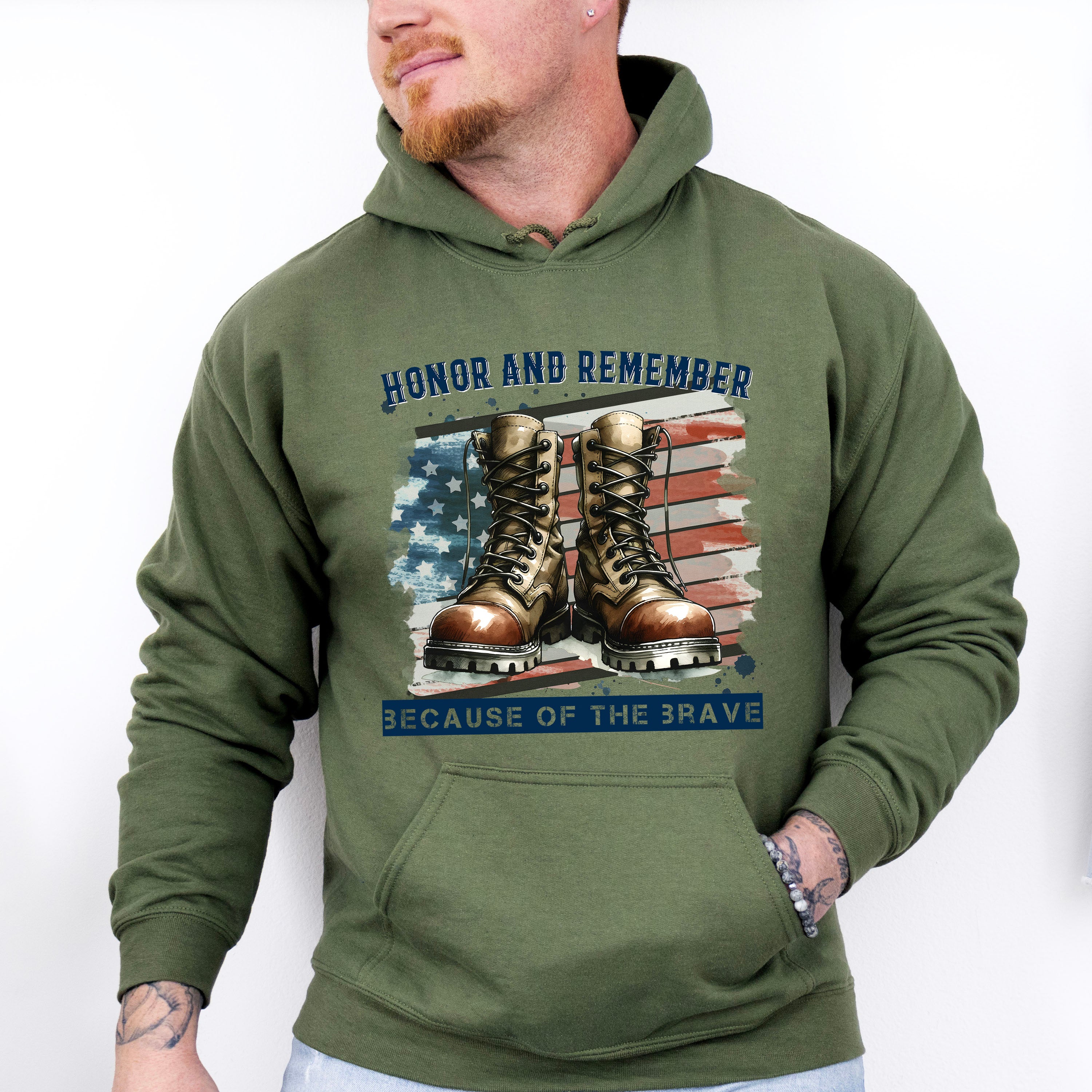 Honor And Remember Because Of The Brave - Military Unisex Crewneck T-Shirt Sweatshirt Hoodie