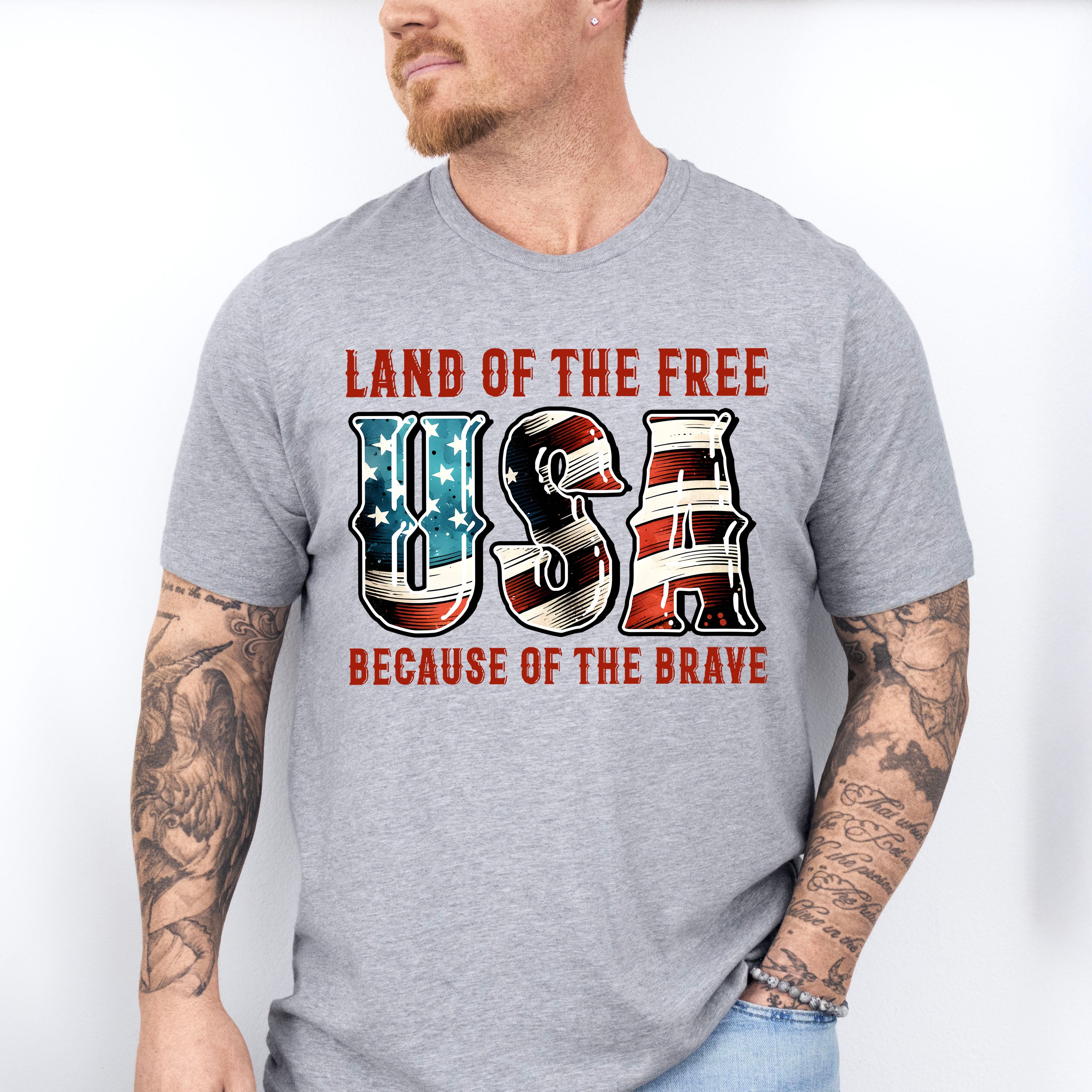Land Of The Free USA - Military Unisex Crewneck T-Shirt Sweatshirt Hoodie